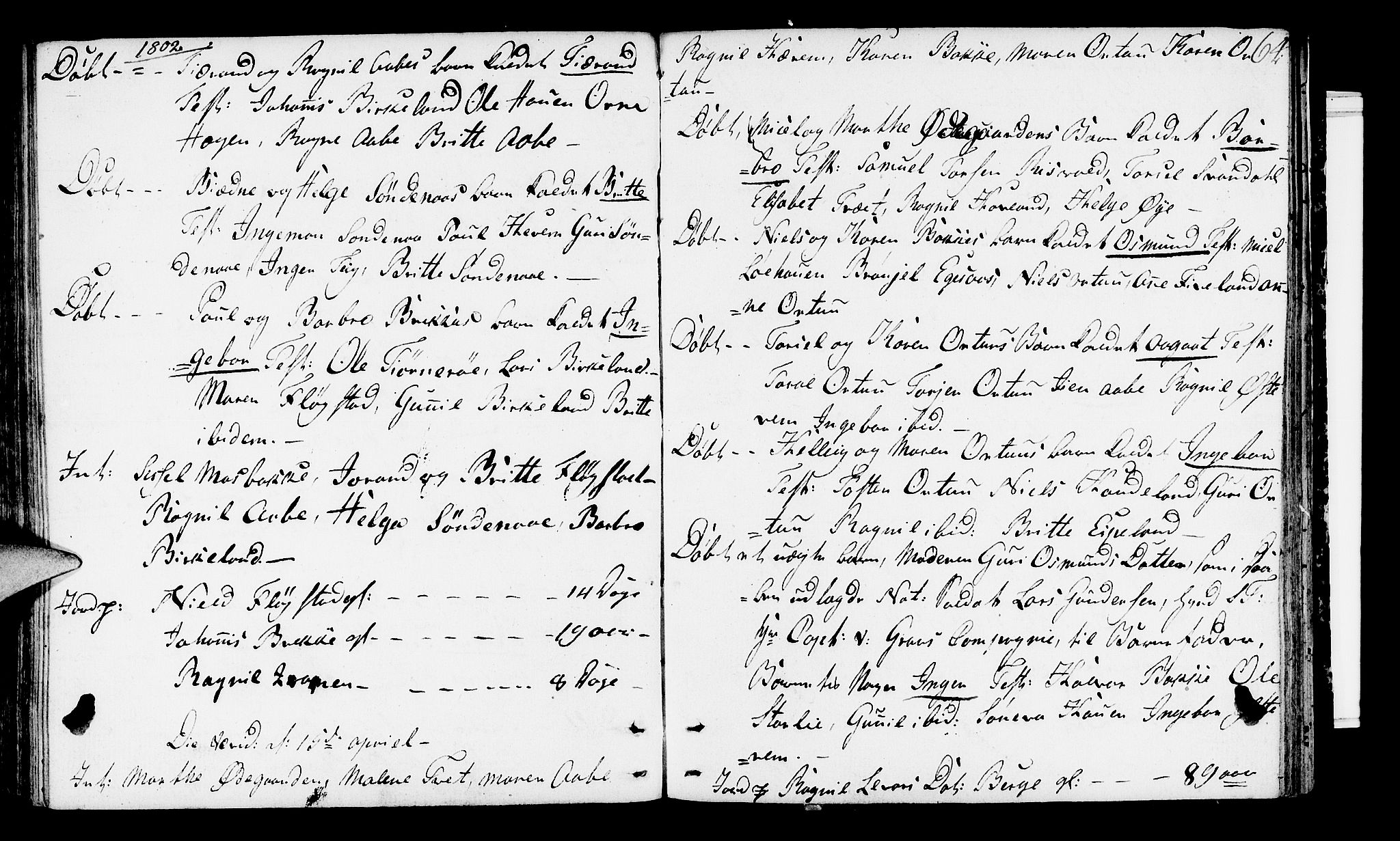 Suldal sokneprestkontor, SAST/A-101845/01/IV/L0002: Parish register (official) no. A 2, 1780-1808, p. 64