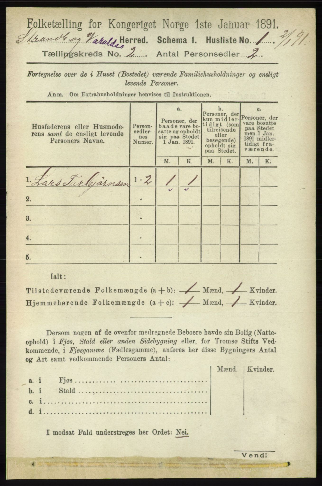 RA, 1891 census for 1226 Strandebarm og Varaldsøy, 1891, p. 509