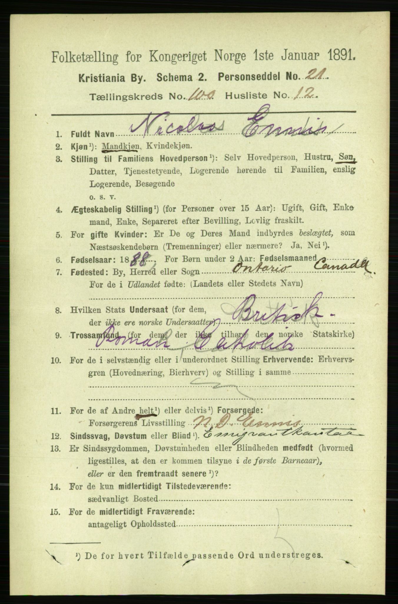 RA, 1891 census for 0301 Kristiania, 1891, p. 49627