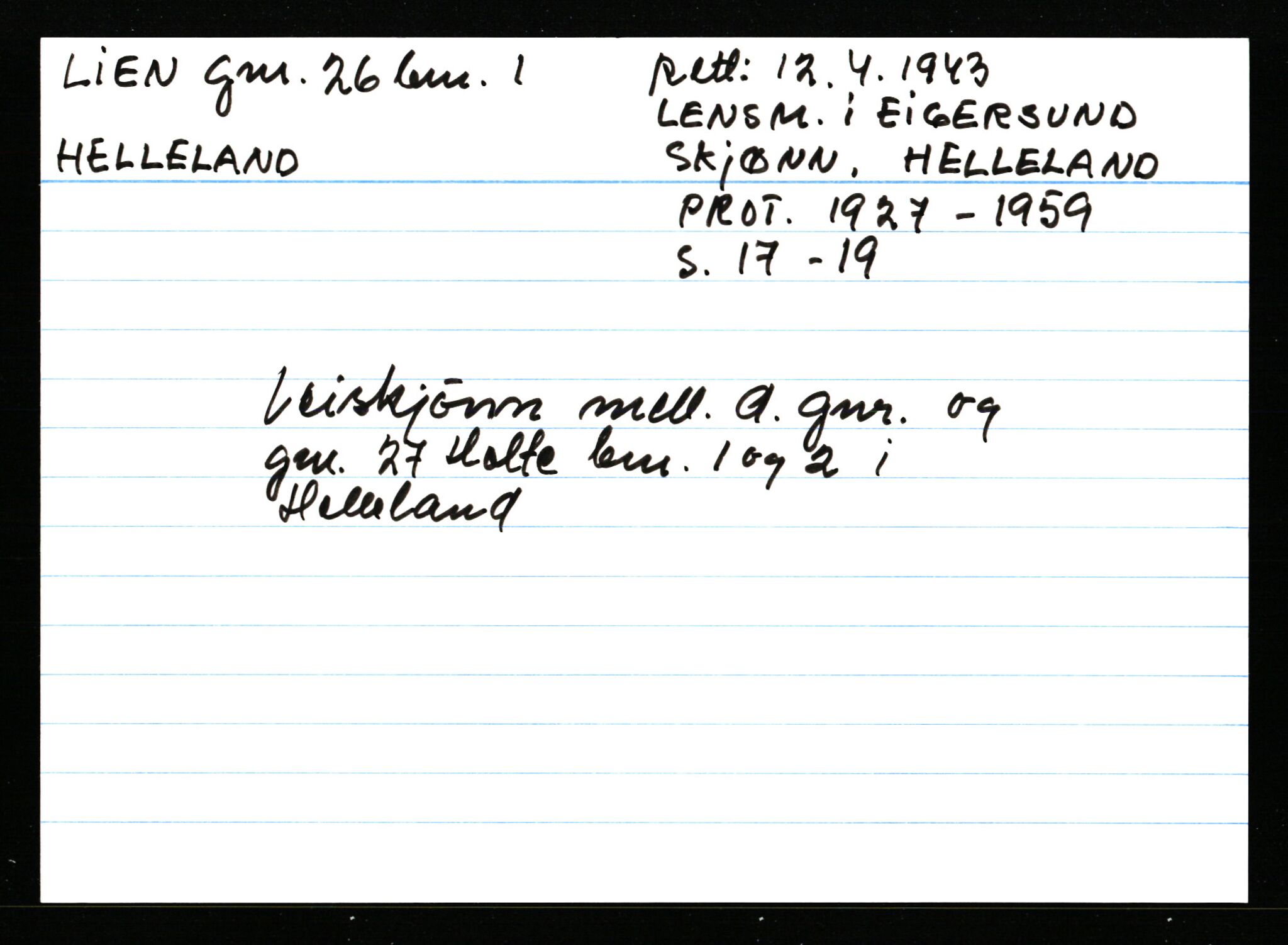 Statsarkivet i Stavanger, AV/SAST-A-101971/03/Y/Ym/L0035: Åstedskort sortert etter gårdsnavn: Leiranger - Lindanger, 1600-1950, p. 423