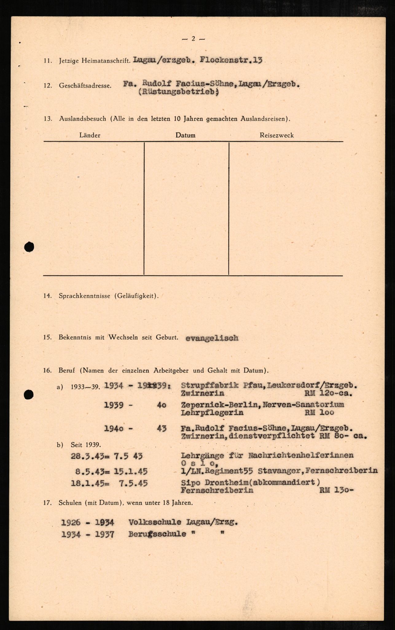 Forsvaret, Forsvarets overkommando II, AV/RA-RAFA-3915/D/Db/L0002: CI Questionaires. Tyske okkupasjonsstyrker i Norge. Tyskere., 1945-1946, p. 106