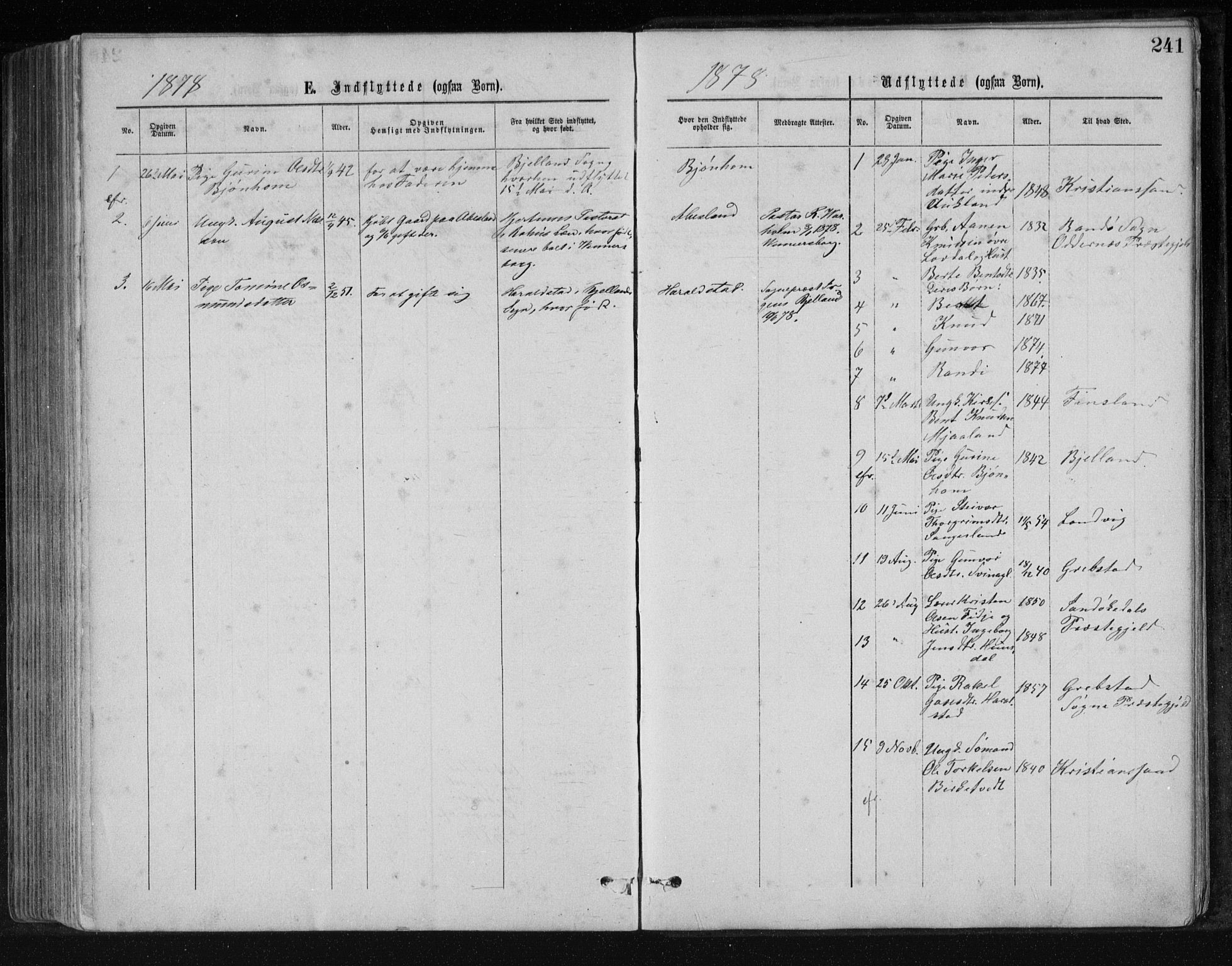 Holum sokneprestkontor, SAK/1111-0022/F/Fb/Fbb/L0003: Parish register (copy) no. B 3, 1875-1898, p. 241