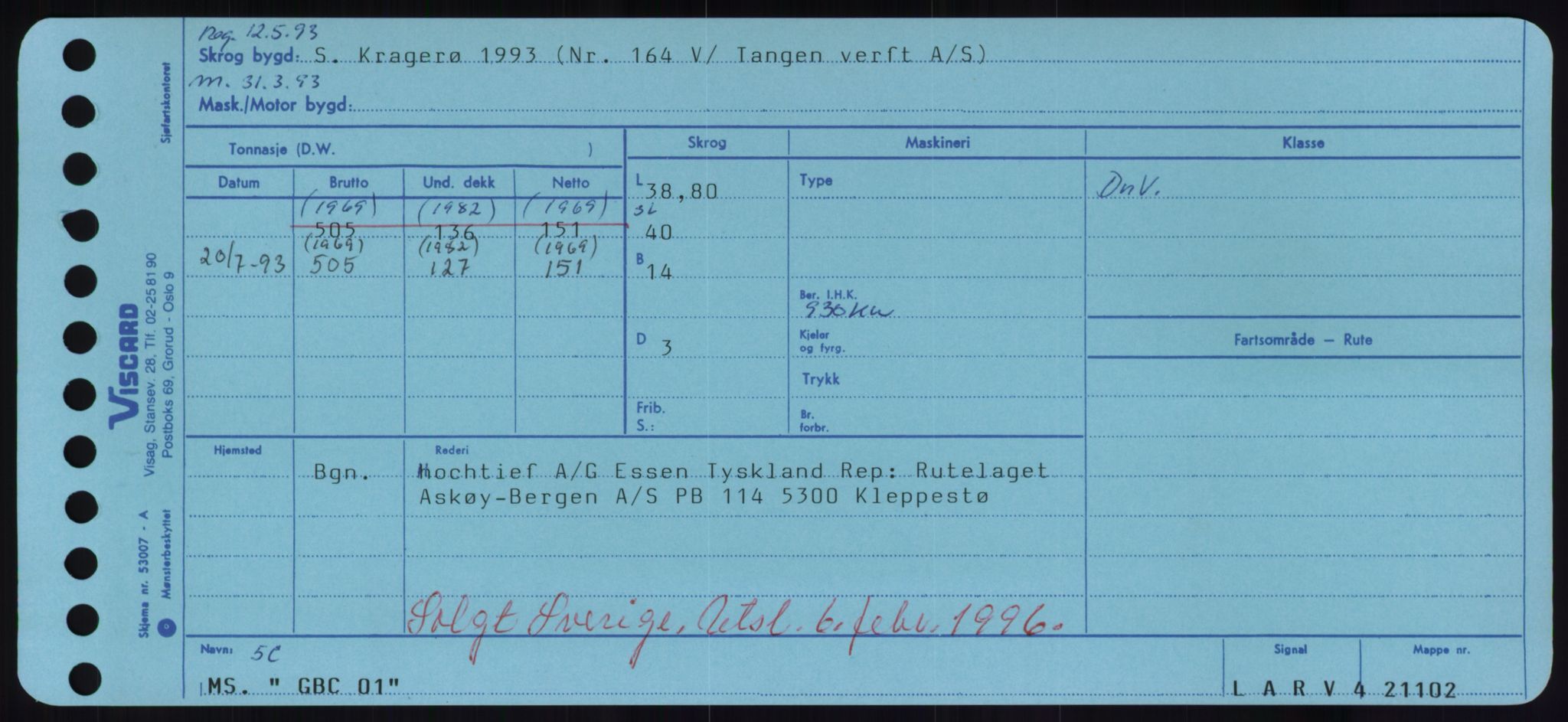 Sjøfartsdirektoratet med forløpere, Skipsmålingen, RA/S-1627/H/Hd/L0012: Fartøy, G-Glø, p. 1