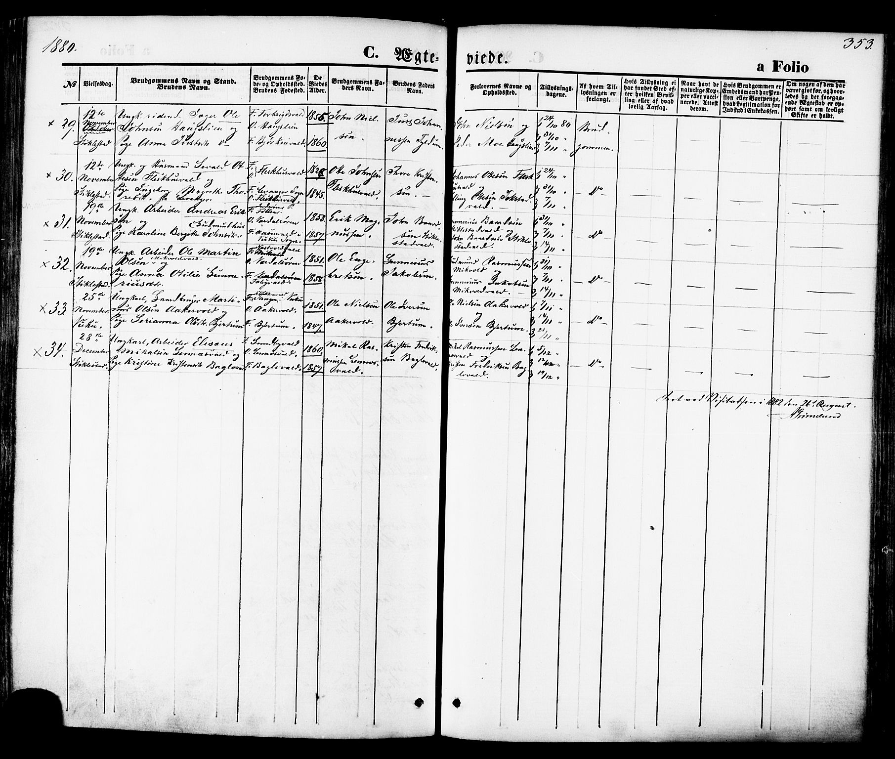 Ministerialprotokoller, klokkerbøker og fødselsregistre - Nord-Trøndelag, AV/SAT-A-1458/723/L0242: Parish register (official) no. 723A11, 1870-1880, p. 353