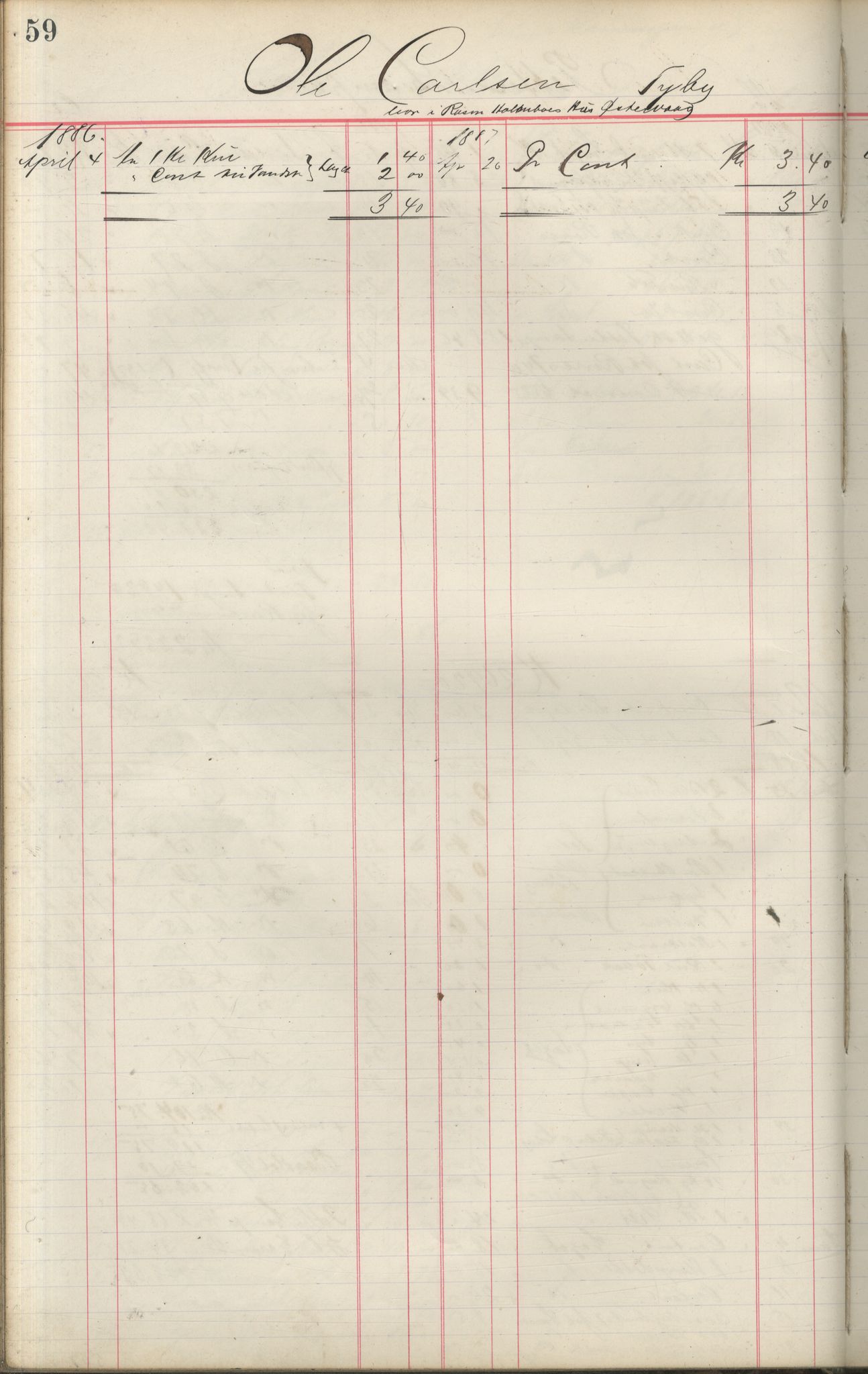 Brodtkorb handel A/S, VAMU/A-0001/F/Fa/L0001/0002: Kompanibøker. Innensogns / Compagnibog for Indensogns Fiskere No 11, 1887-1889, p. 59
