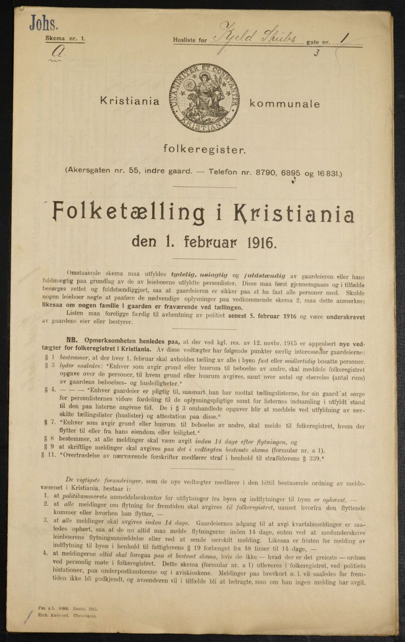 OBA, Municipal Census 1916 for Kristiania, 1916, p. 52589