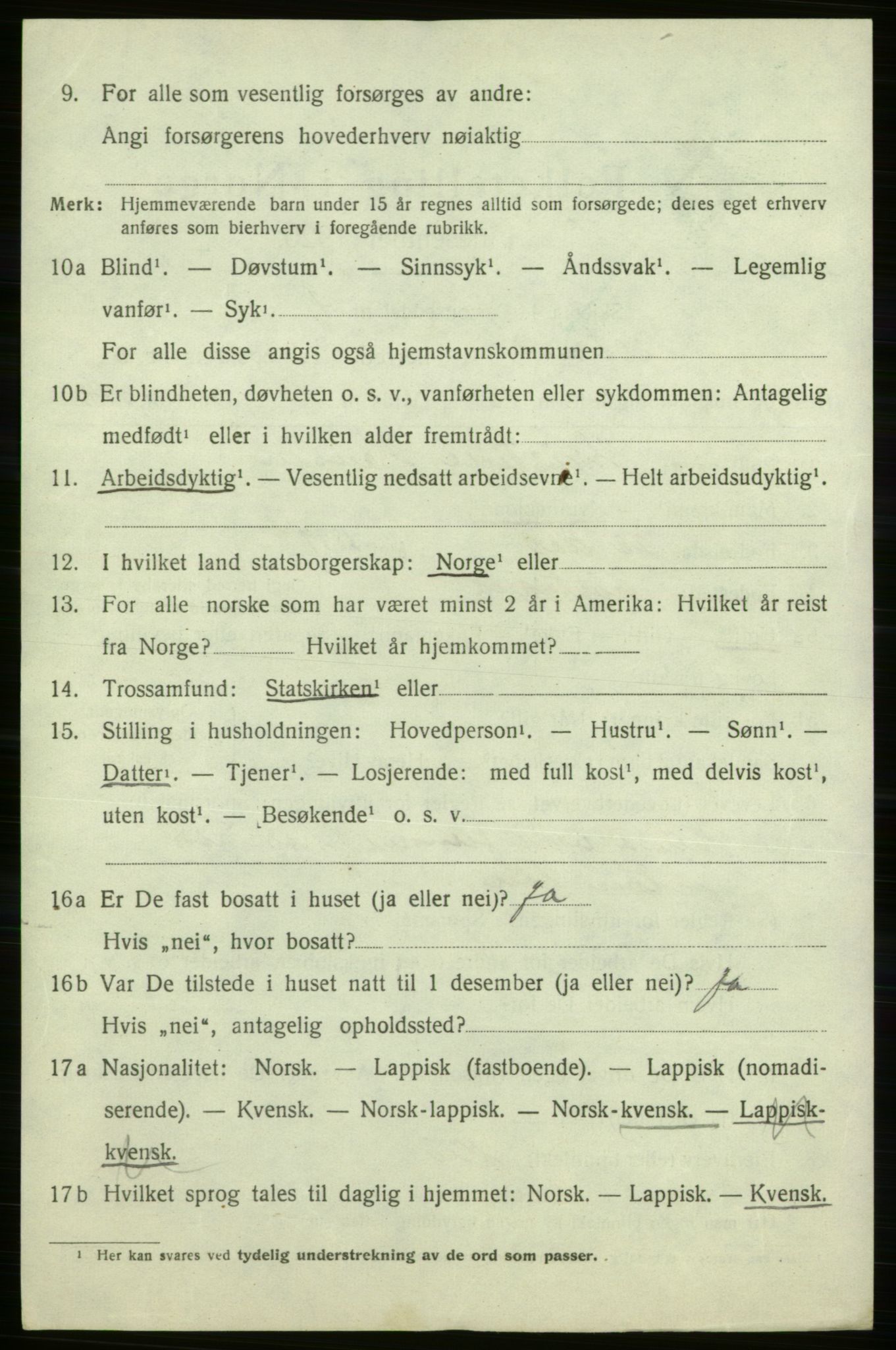 SATØ, 1920 census for Kistrand, 1920, p. 4241