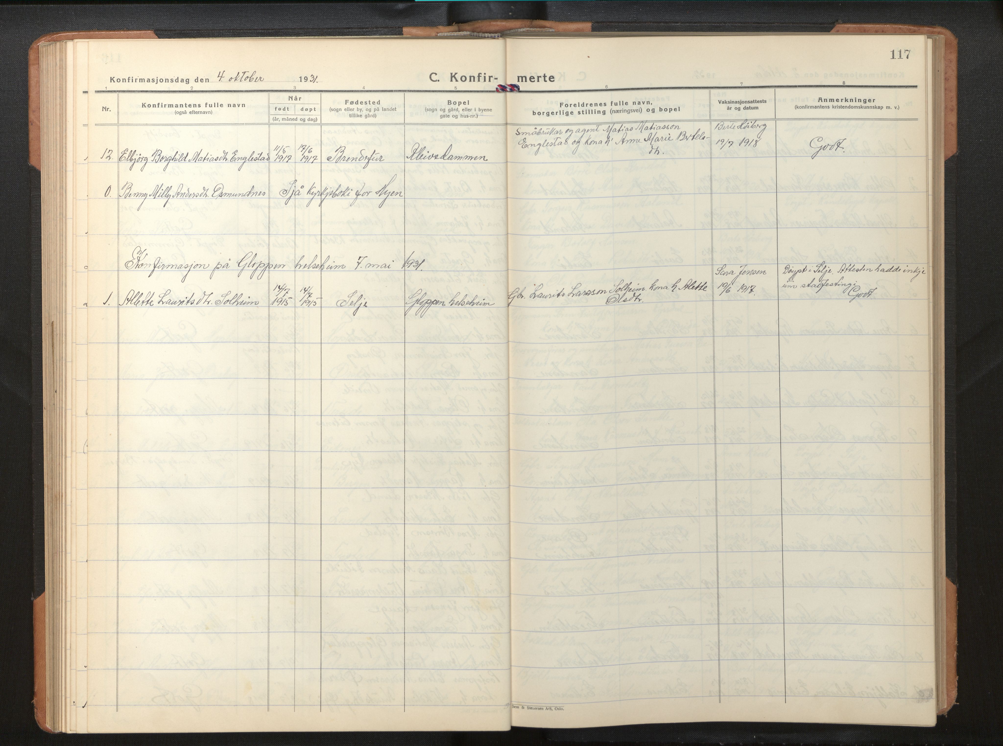 Gloppen sokneprestembete, AV/SAB-A-80101/H/Hab/Habb/L0005: Parish register (copy) no. B 5, 1931-1953, p. 116b-117a