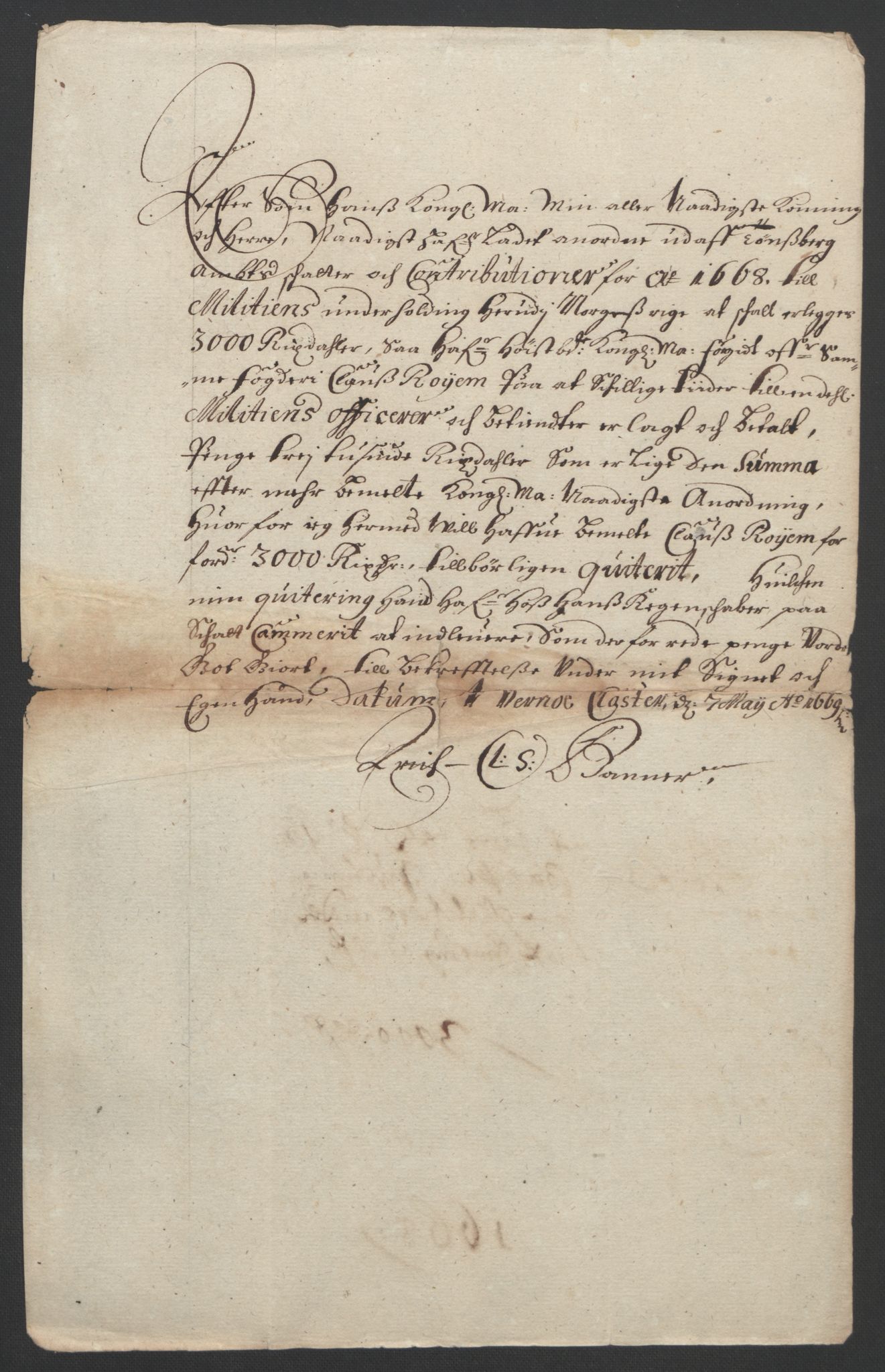 Rentekammeret inntil 1814, Reviderte regnskaper, Fogderegnskap, RA/EA-4092/R32/L1842: Fogderegnskap Jarlsberg grevskap, 1664-1673, p. 108