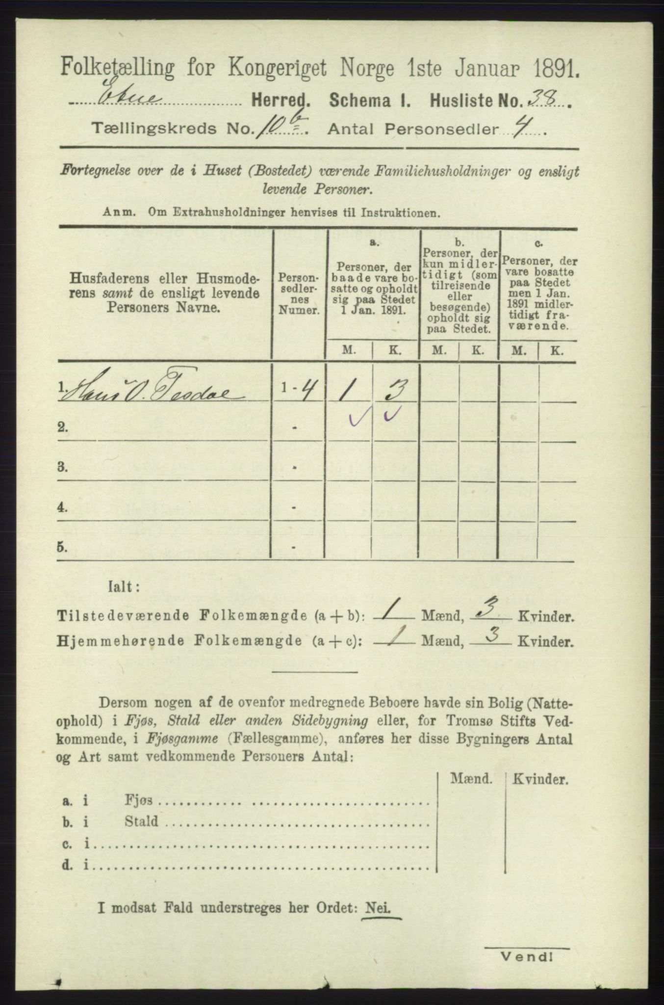 RA, 1891 census for 1211 Etne, 1891, p. 1990