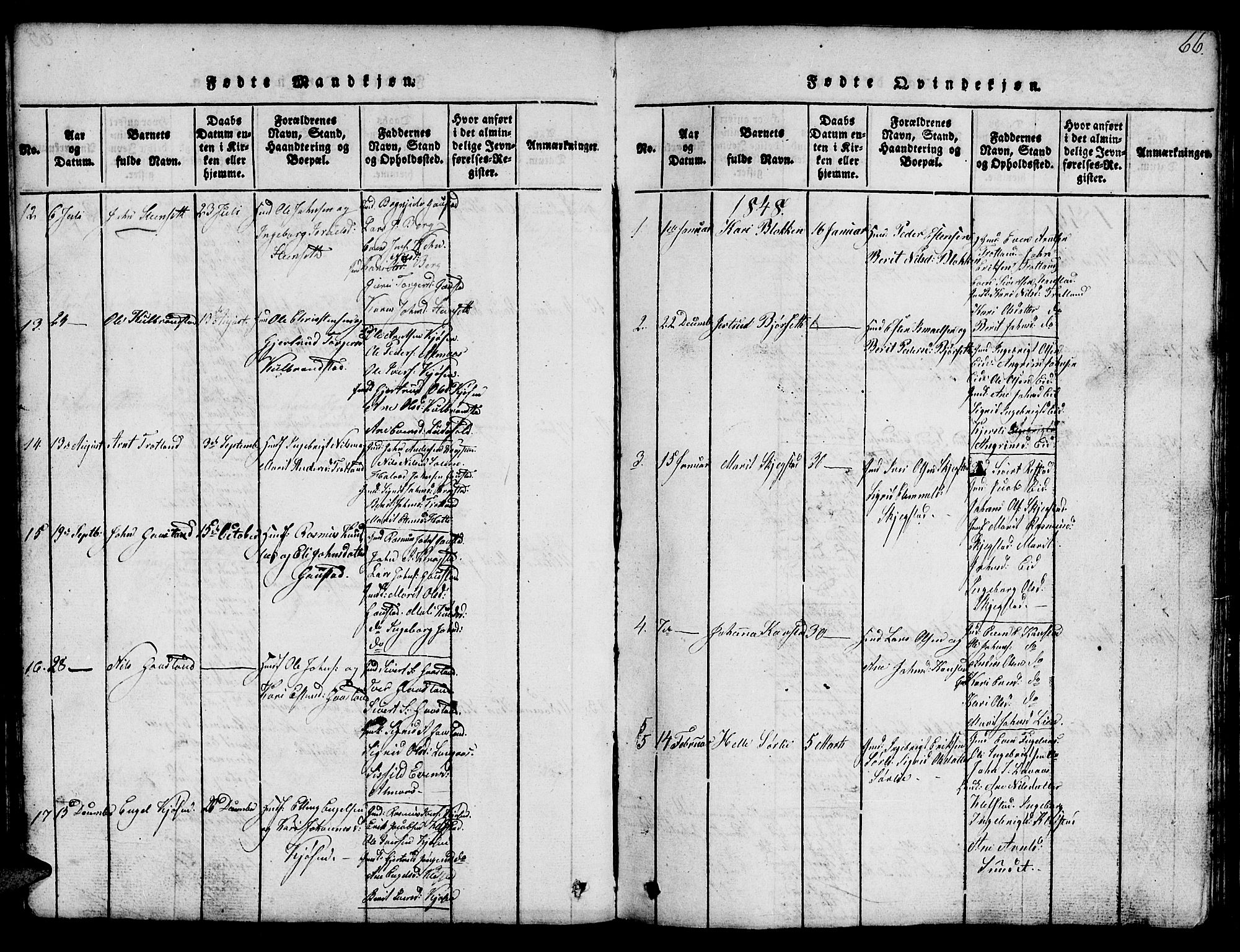 Ministerialprotokoller, klokkerbøker og fødselsregistre - Sør-Trøndelag, SAT/A-1456/694/L1130: Parish register (copy) no. 694C02, 1816-1857, p. 66