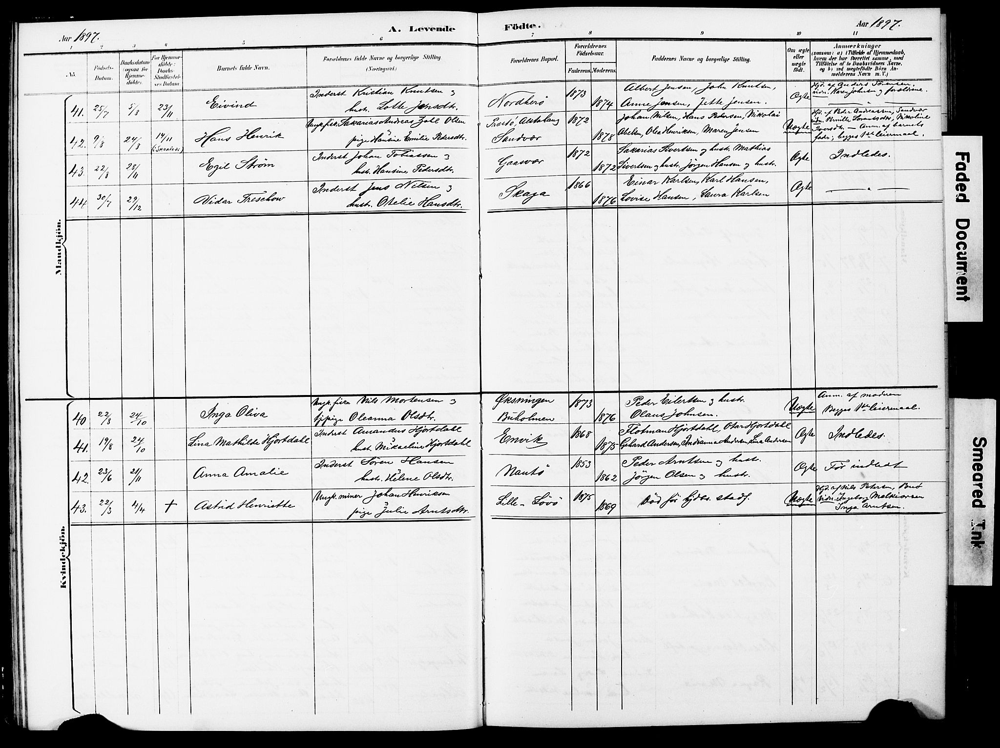 Ministerialprotokoller, klokkerbøker og fødselsregistre - Nordland, AV/SAT-A-1459/834/L0514: Parish register (copy) no. 834C05, 1893-1901