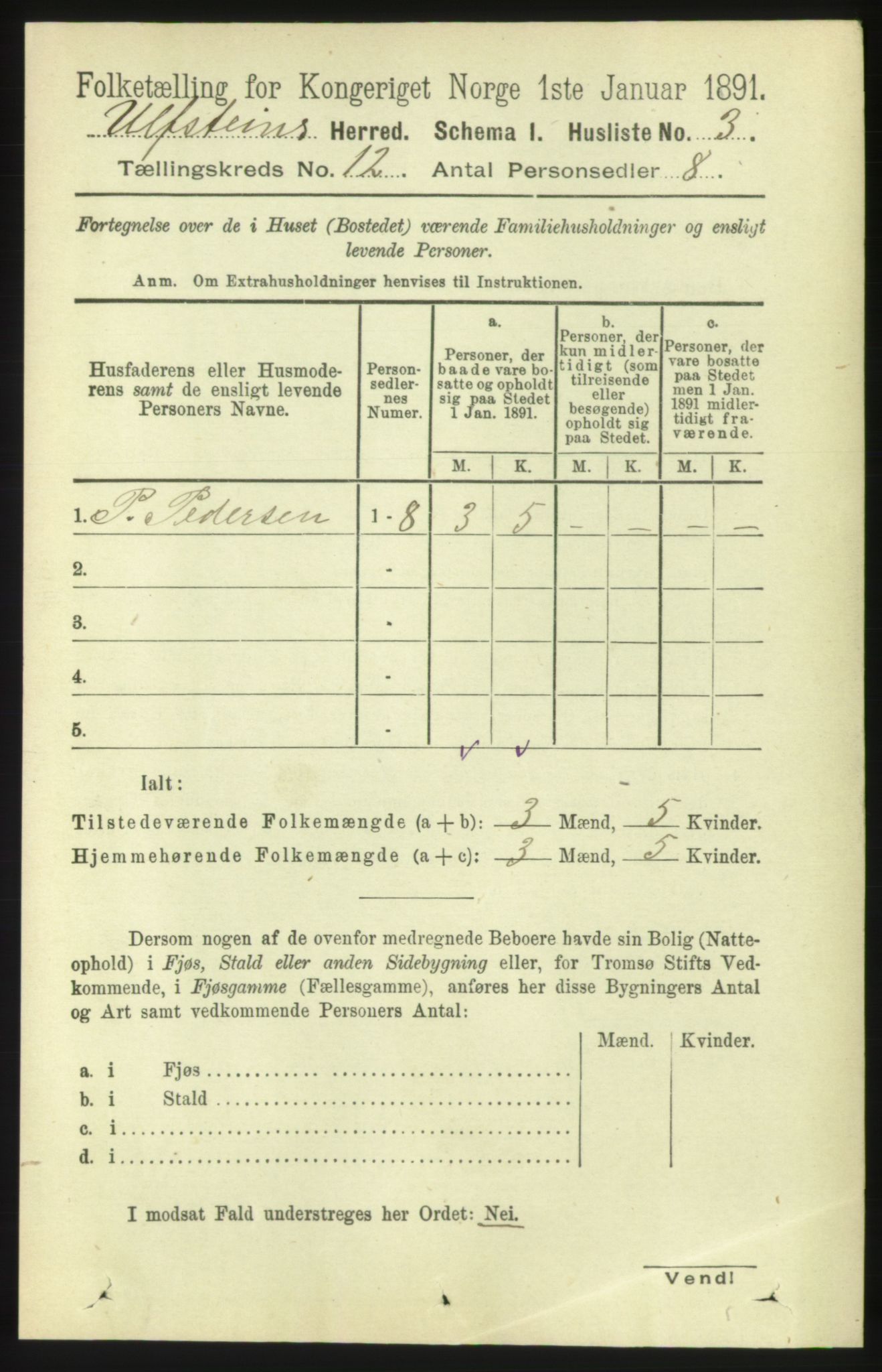 RA, 1891 census for 1516 Ulstein, 1891, p. 3807