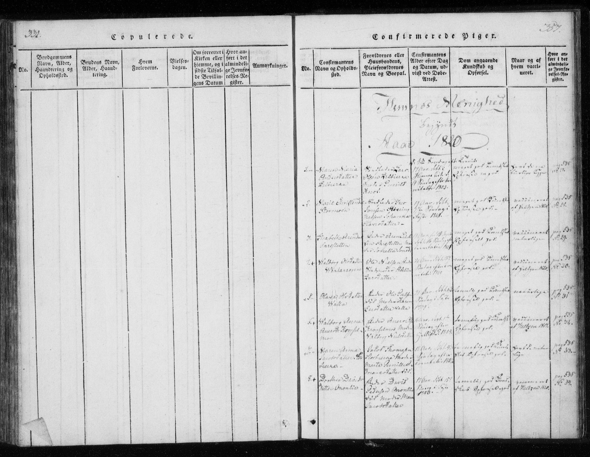 Ministerialprotokoller, klokkerbøker og fødselsregistre - Nordland, AV/SAT-A-1459/825/L0353: Parish register (official) no. 825A07, 1820-1826, p. 356-357