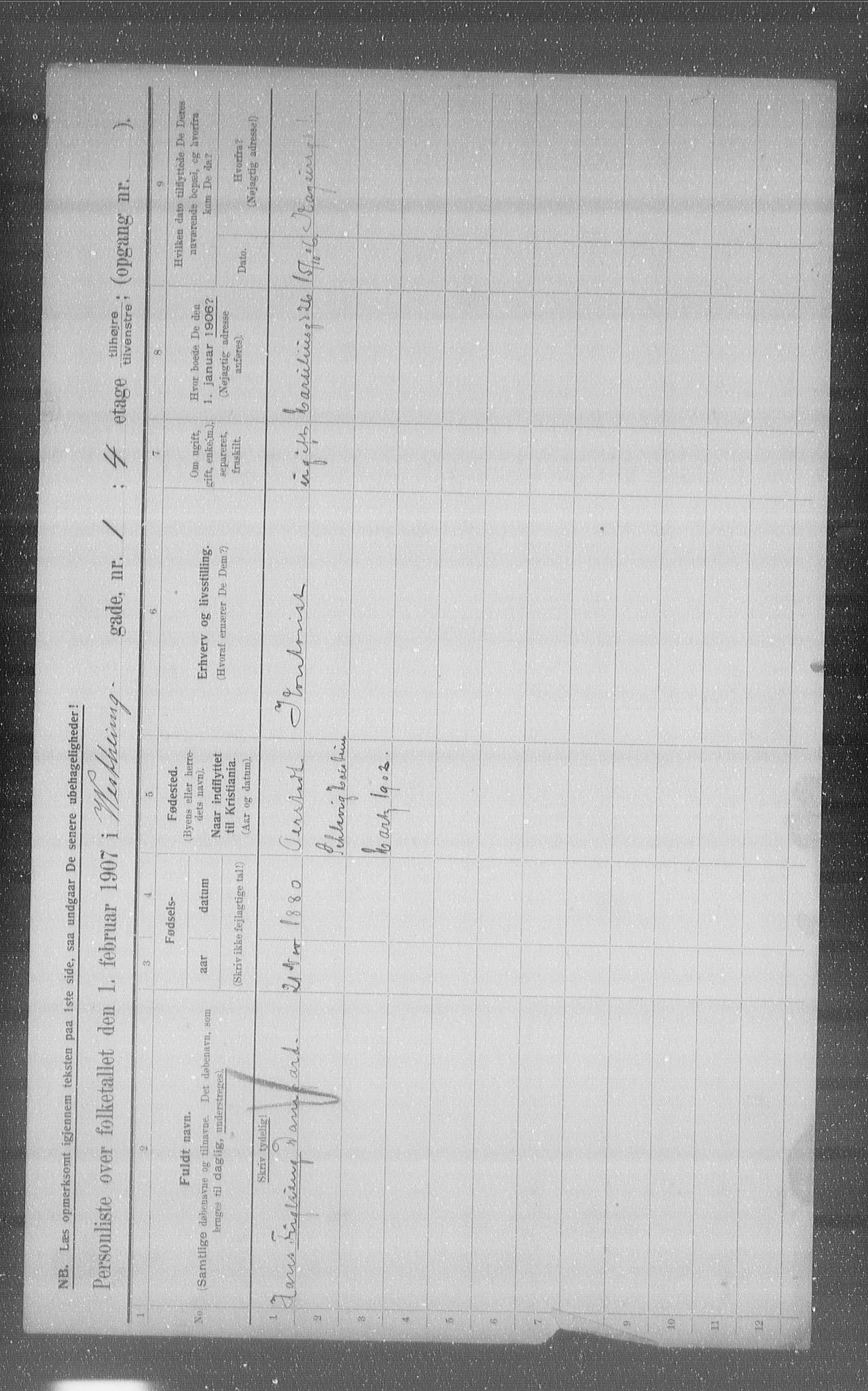 OBA, Municipal Census 1907 for Kristiania, 1907, p. 62280