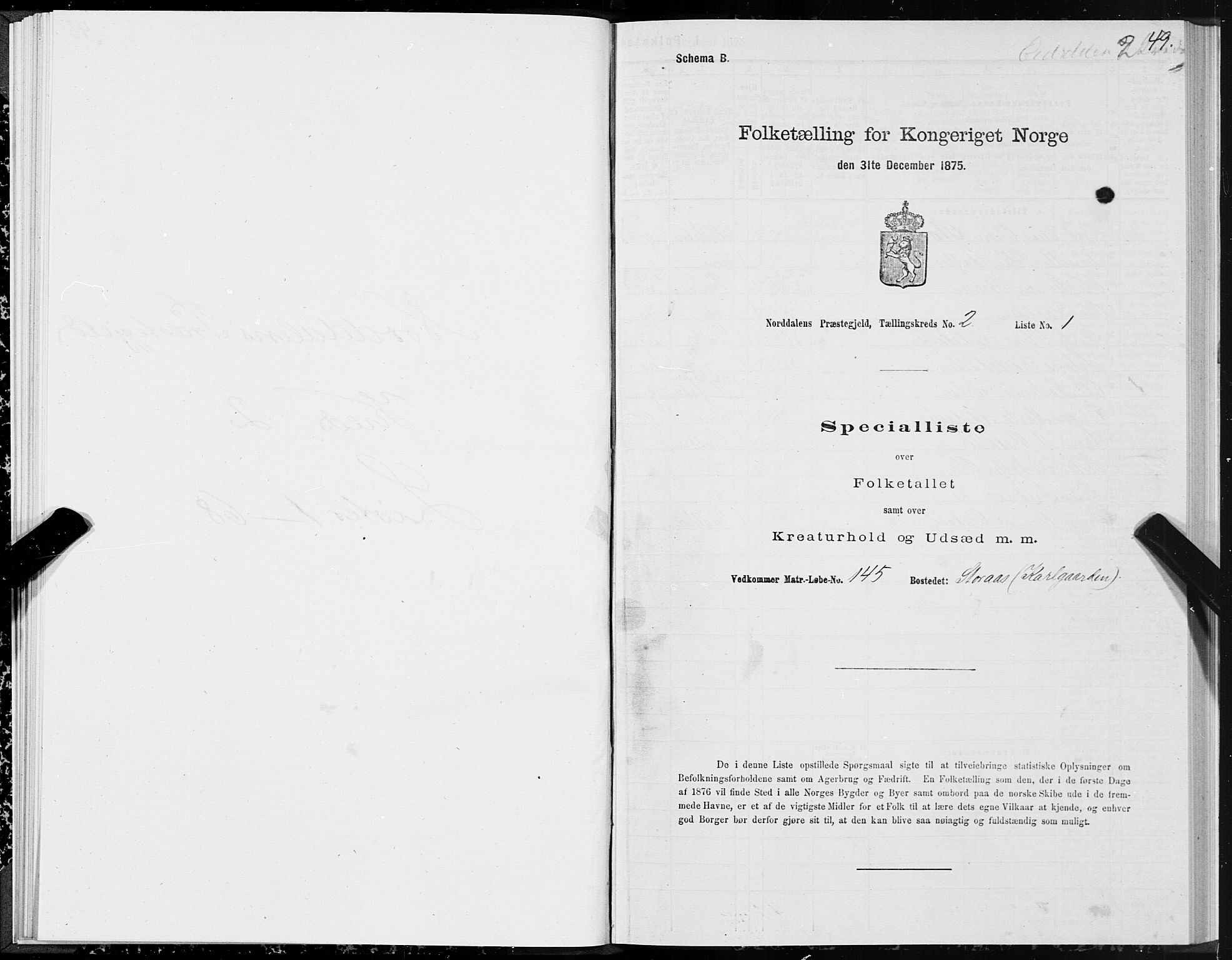 SAT, 1875 census for 1524P Norddal, 1875, p. 1049