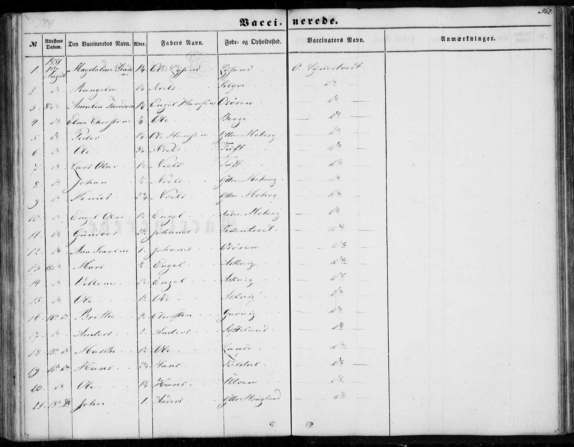 Os sokneprestembete, SAB/A-99929: Parish register (official) no. A 16, 1851-1859, p. 362