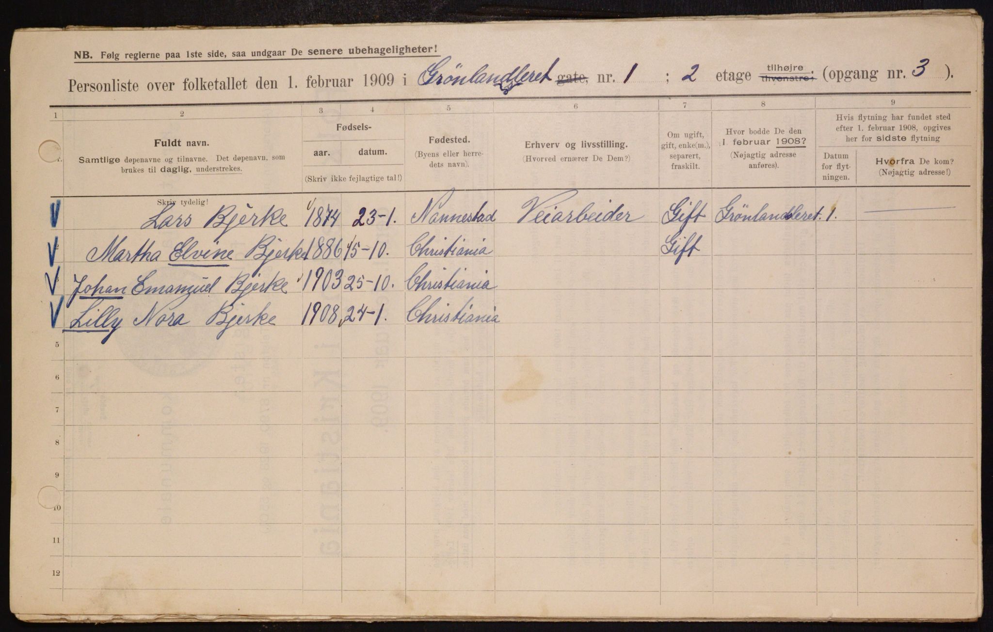 OBA, Municipal Census 1909 for Kristiania, 1909, p. 28712