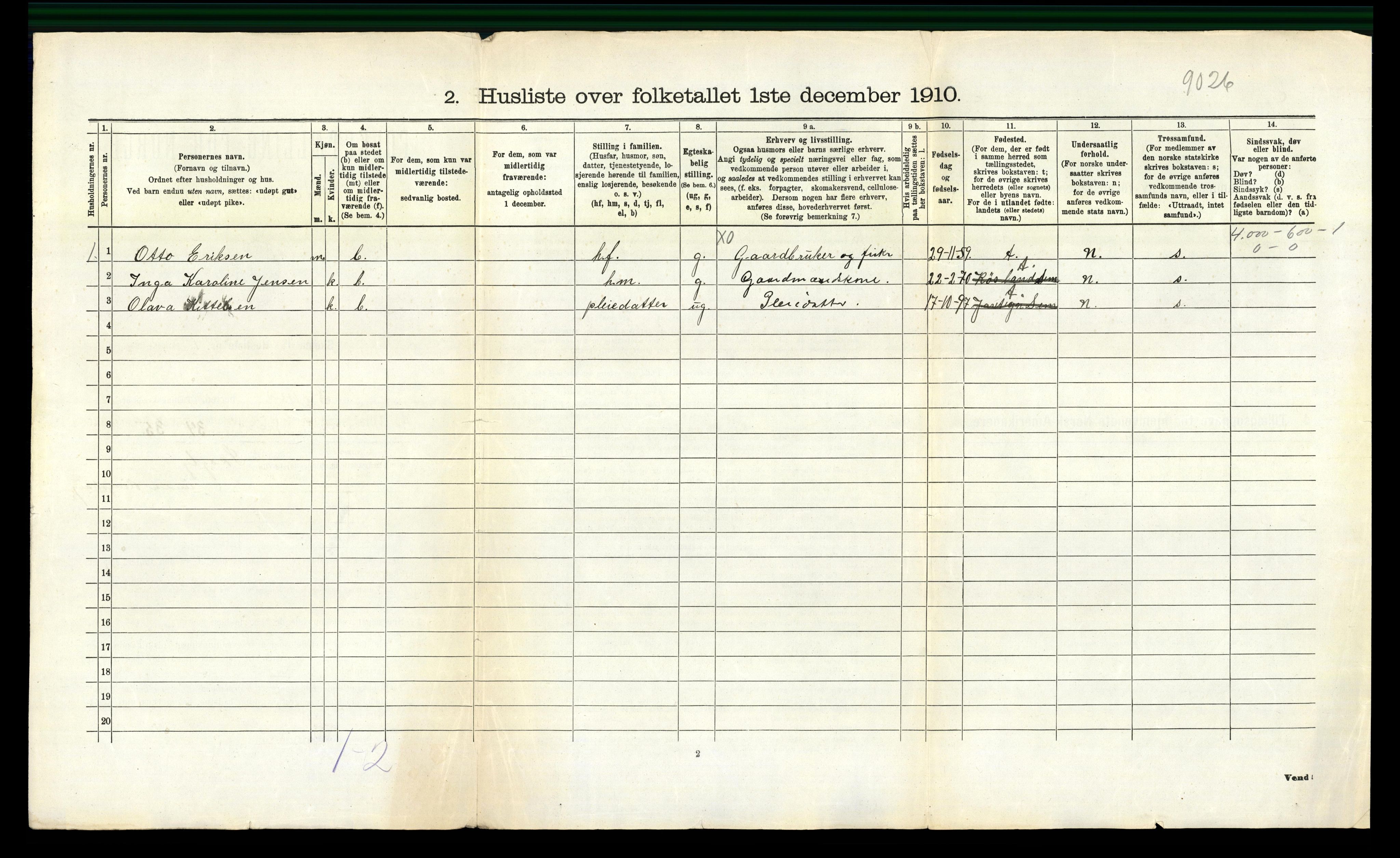 RA, 1910 census for Sem, 1910, p. 1595