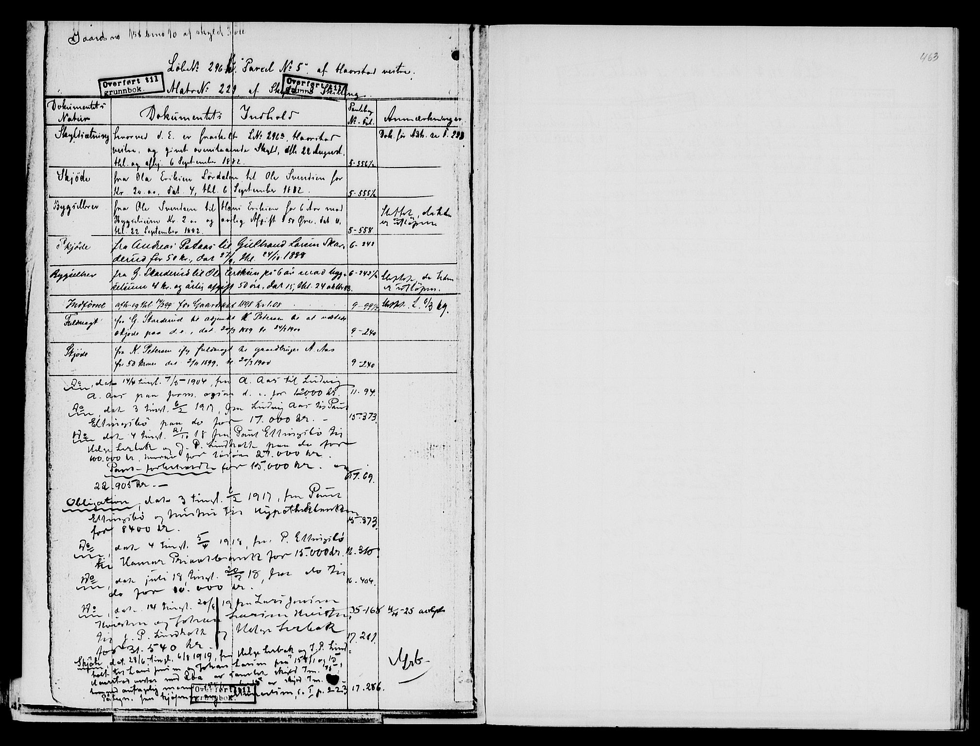 Nord-Hedmark sorenskriveri, SAH/TING-012/H/Ha/Had/Hade/L0001B: Mortgage register no. 4.1b, 1871-1940, p. 463