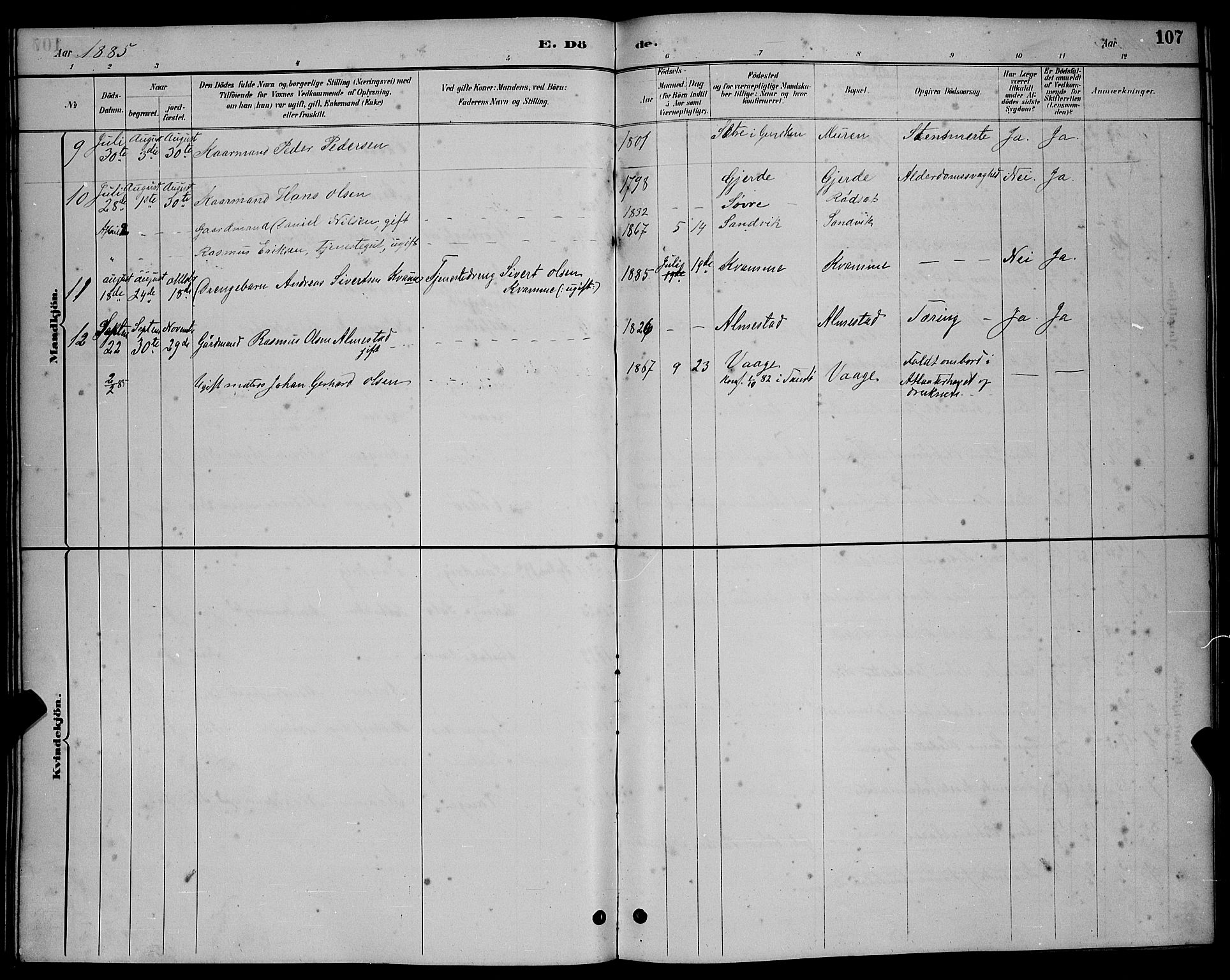 Ministerialprotokoller, klokkerbøker og fødselsregistre - Møre og Romsdal, AV/SAT-A-1454/503/L0048: Parish register (copy) no. 503C03, 1885-1893, p. 107