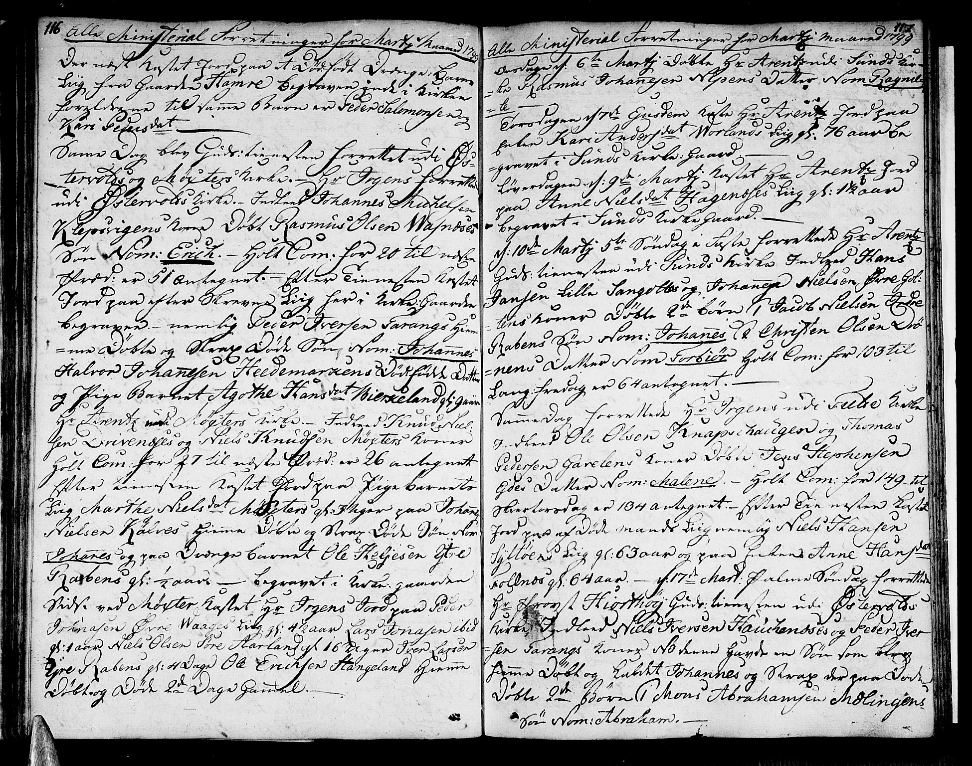 Sund sokneprestembete, AV/SAB-A-99930: Parish register (official) no. A 7, 1796-1815, p. 116-117