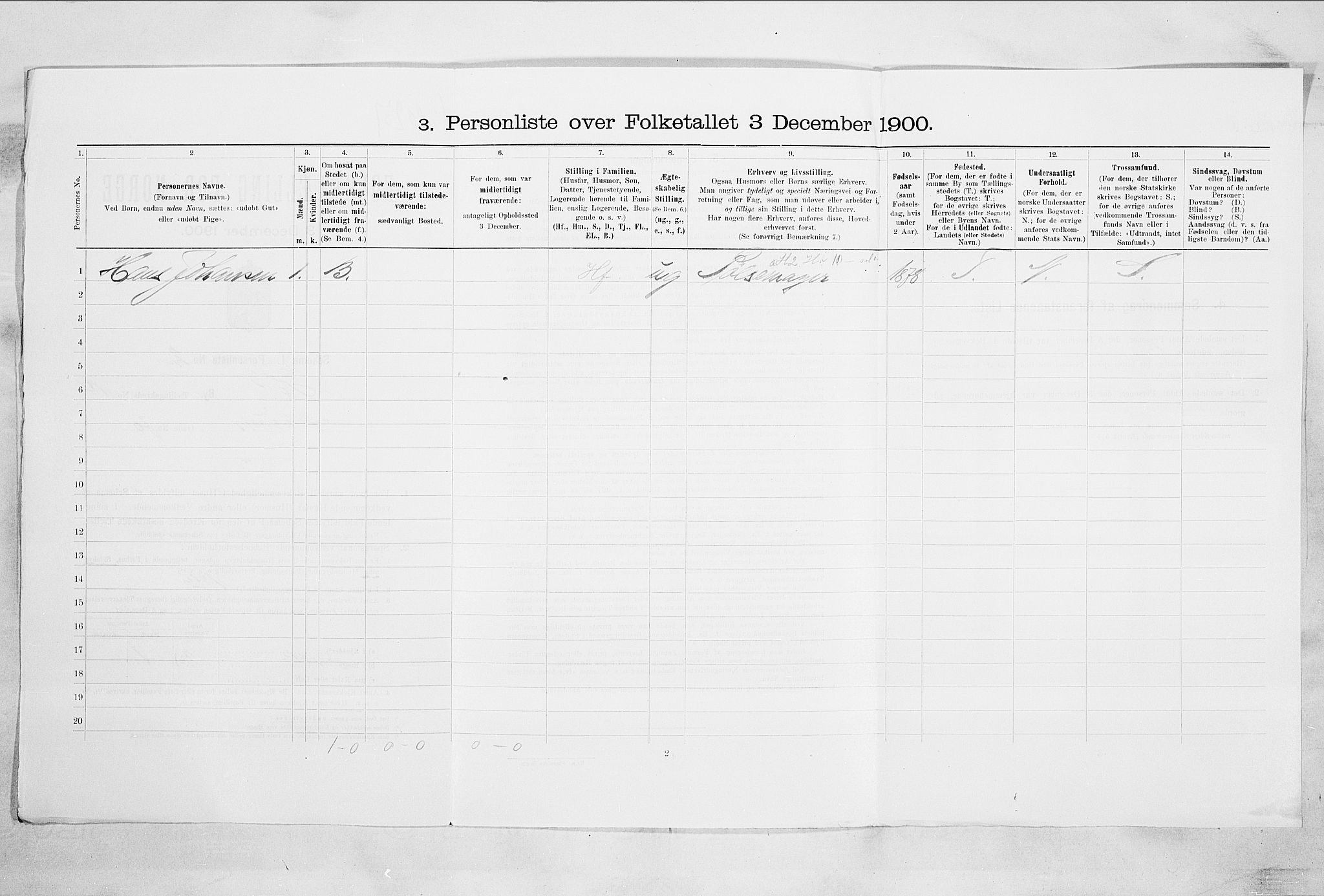 RA, 1900 census for Drammen, 1900, p. 2569