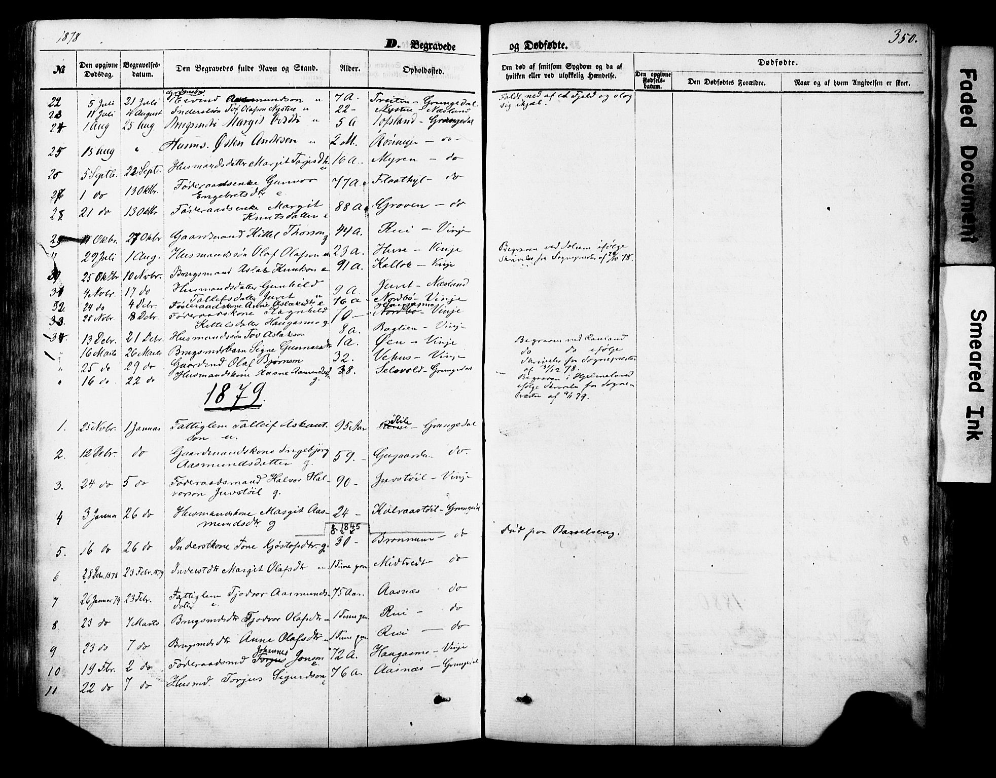Vinje kirkebøker, SAKO/A-312/F/Fa/L0005: Parish register (official) no. I 5, 1870-1886, p. 350