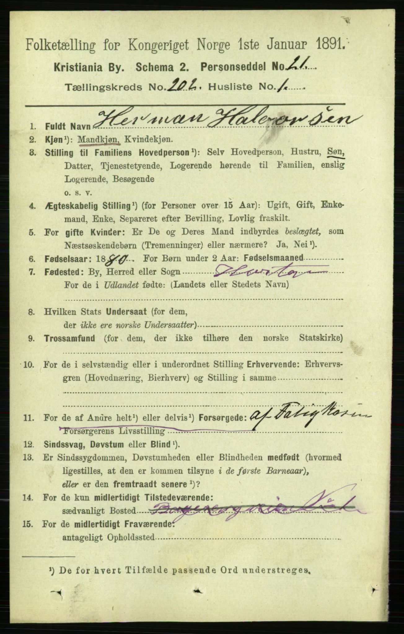 RA, 1891 census for 0301 Kristiania, 1891, p. 121541