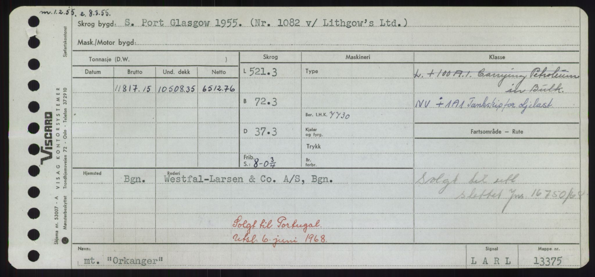 Sjøfartsdirektoratet med forløpere, Skipsmålingen, RA/S-1627/H/Hd/L0028: Fartøy, O, p. 341