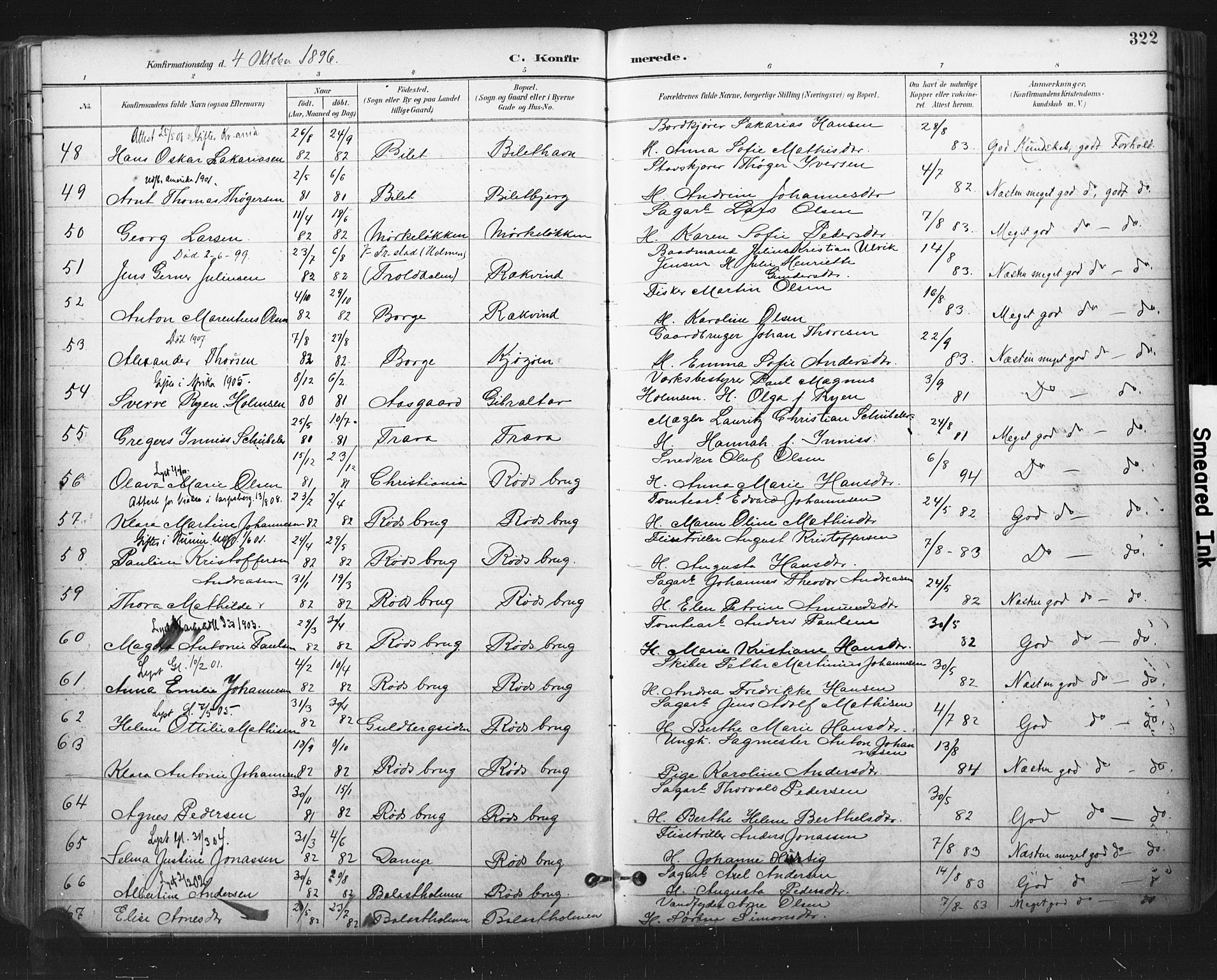 Glemmen prestekontor Kirkebøker, AV/SAO-A-10908/F/Fa/L0013: Parish register (official) no. 13, 1892-1907, p. 322