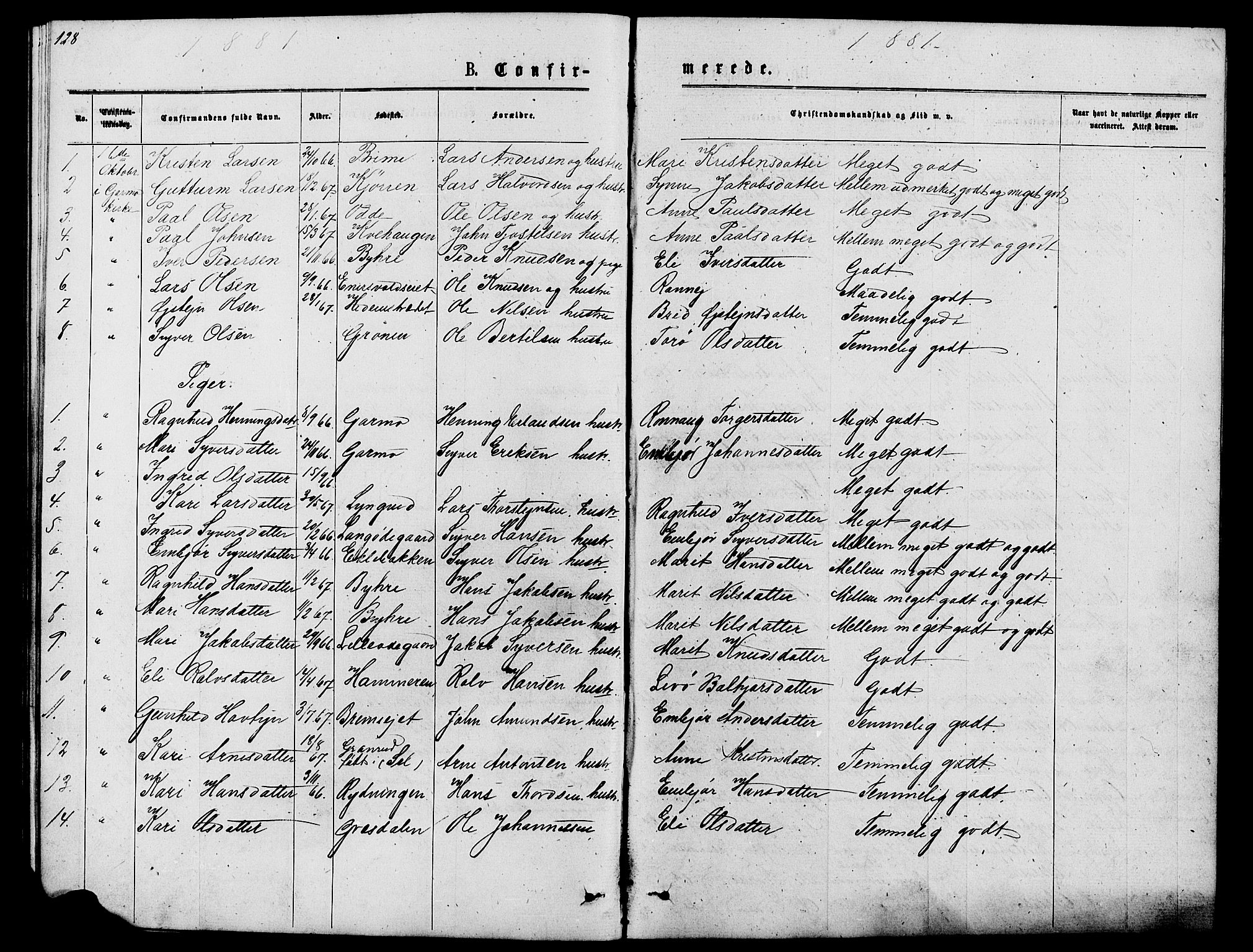 Lom prestekontor, AV/SAH-PREST-070/L/L0005: Parish register (copy) no. 5, 1876-1901, p. 128-129