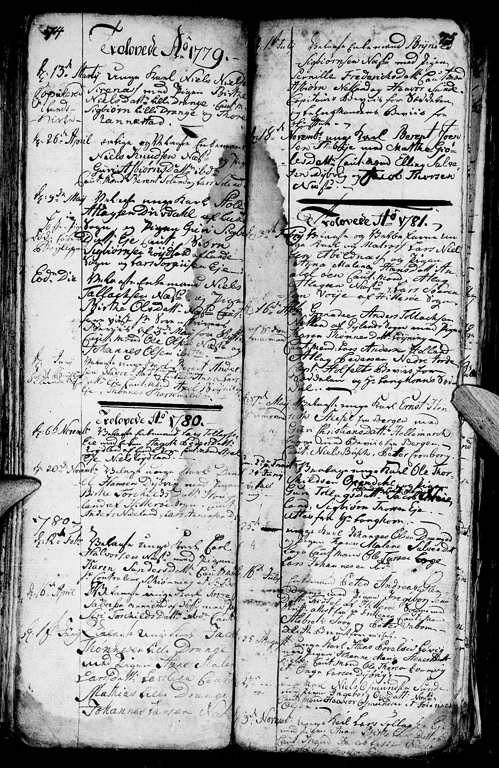 Flekkefjord sokneprestkontor, SAK/1111-0012/F/Fa/Fac/L0001: Parish register (official) no. A 1, 1773-1806, p. 74-75