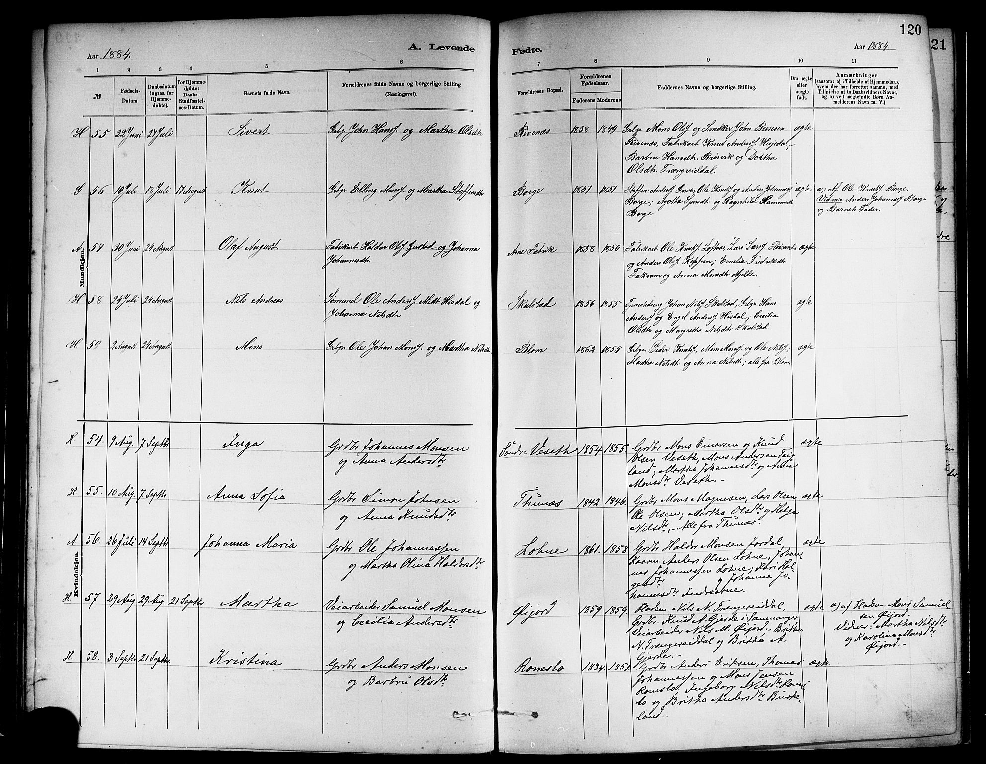 Haus sokneprestembete, SAB/A-75601/H/Haa: Parish register (official) no. A 19I, 1878-1886, p. 120