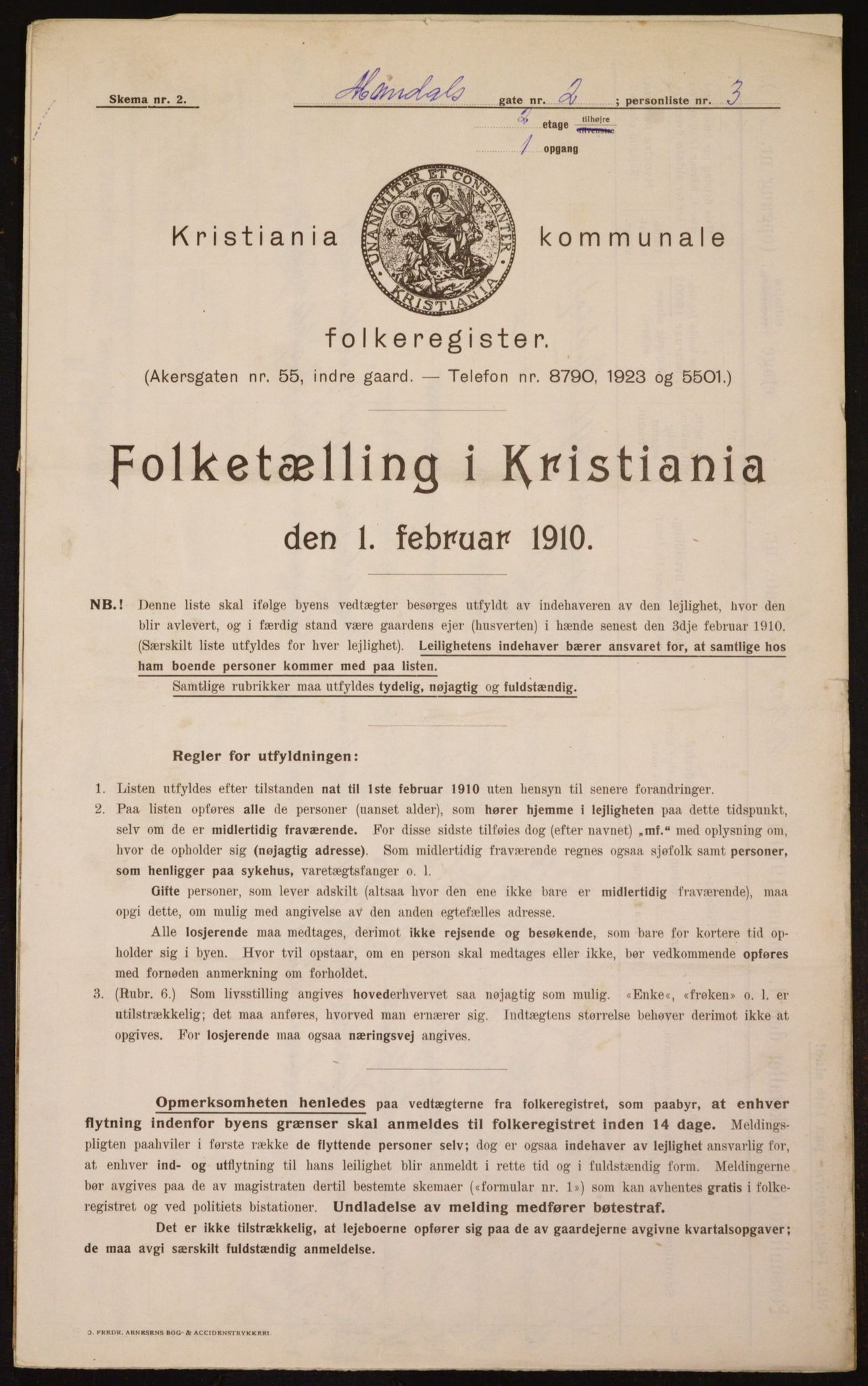 OBA, Municipal Census 1910 for Kristiania, 1910, p. 58085