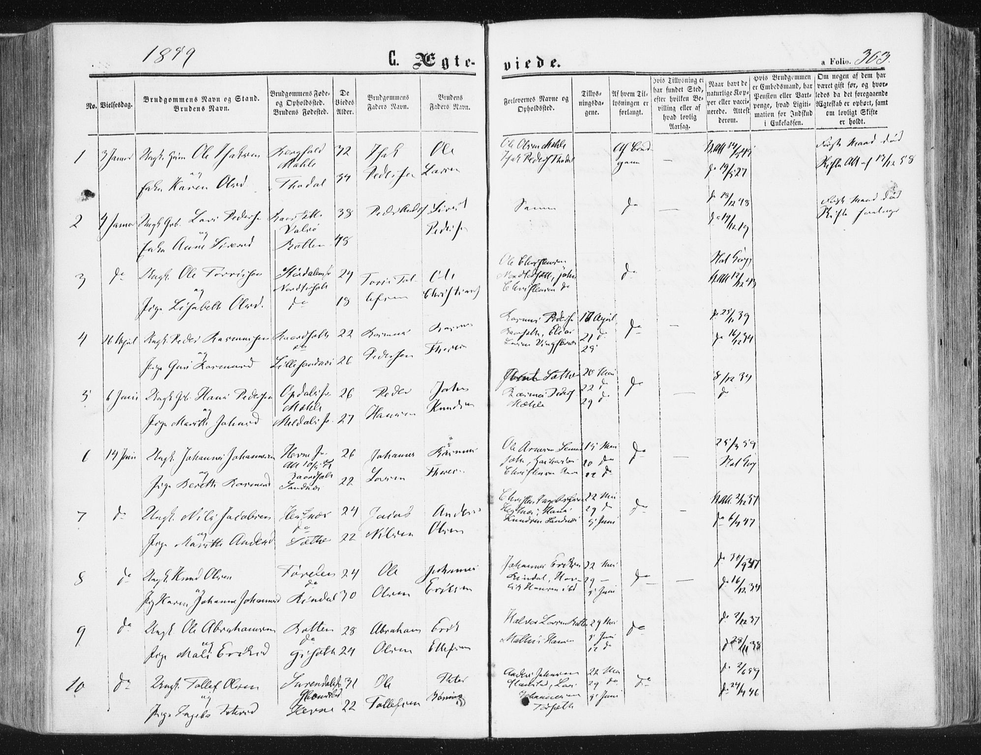 Ministerialprotokoller, klokkerbøker og fødselsregistre - Møre og Romsdal, SAT/A-1454/578/L0905: Parish register (official) no. 578A04, 1859-1877, p. 303