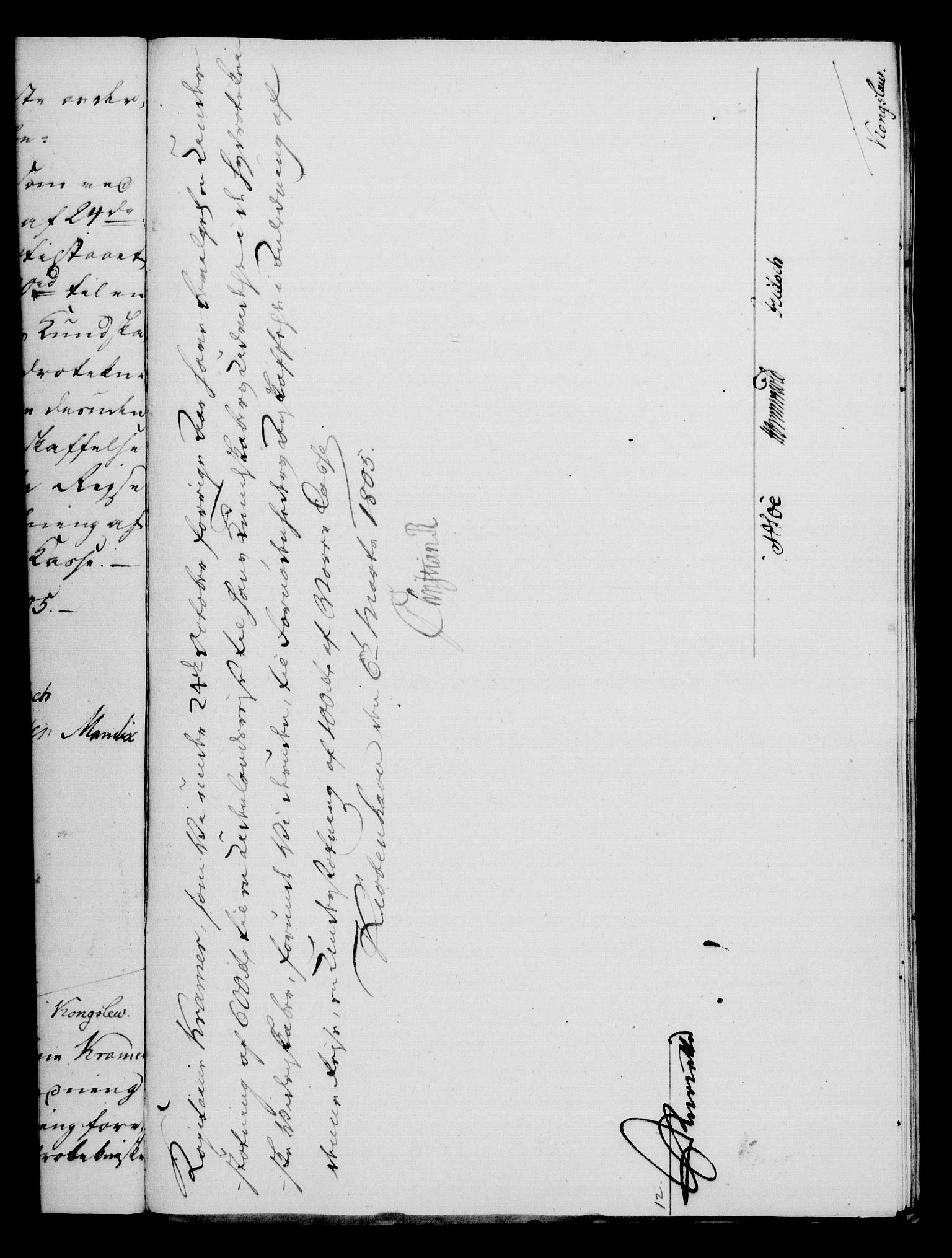 Rentekammeret, Kammerkanselliet, RA/EA-3111/G/Gf/Gfa/L0087: Norsk relasjons- og resolusjonsprotokoll (merket RK 52.87), 1805, p. 98