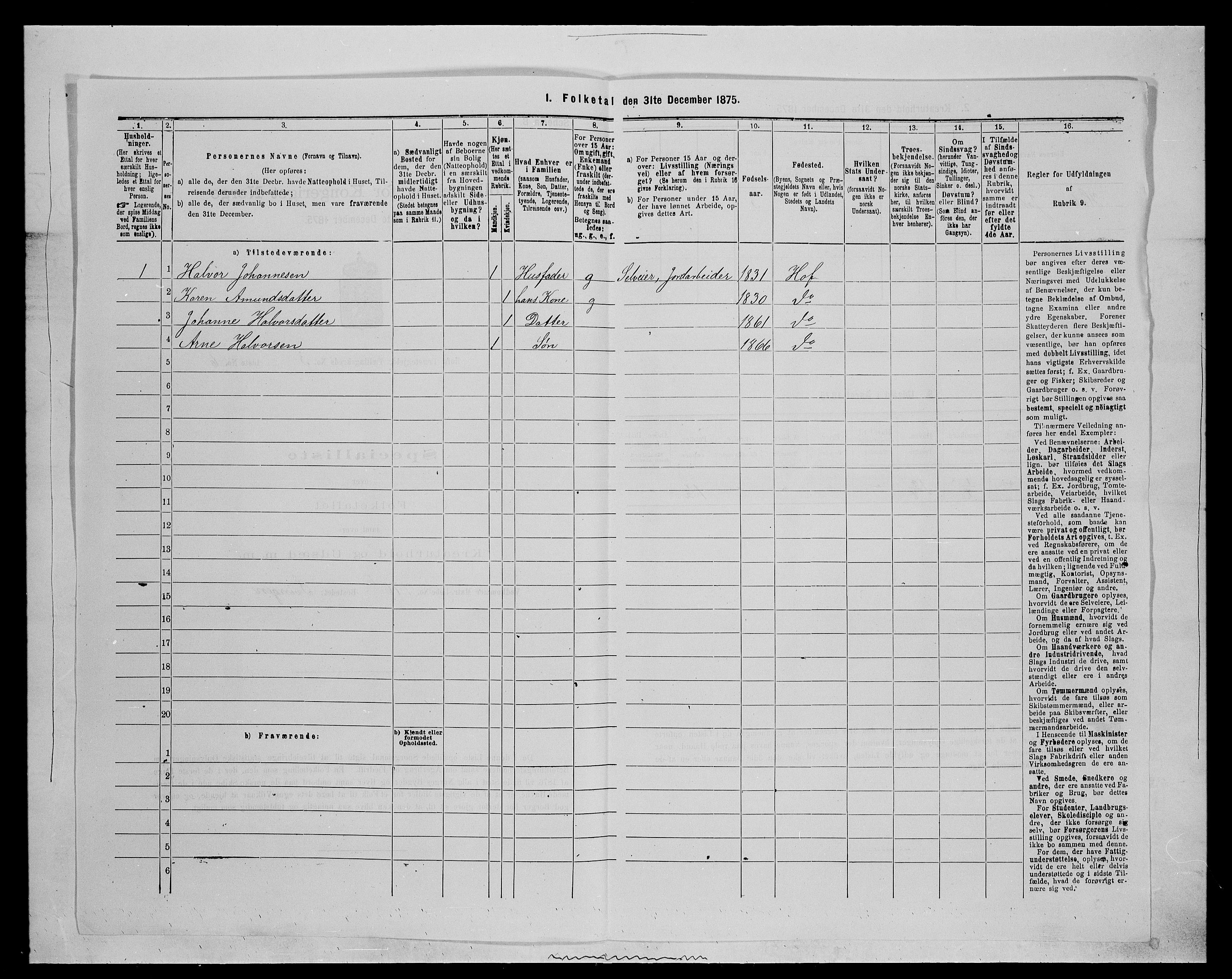 SAH, 1875 census for 0424P Hof, 1875, p. 494