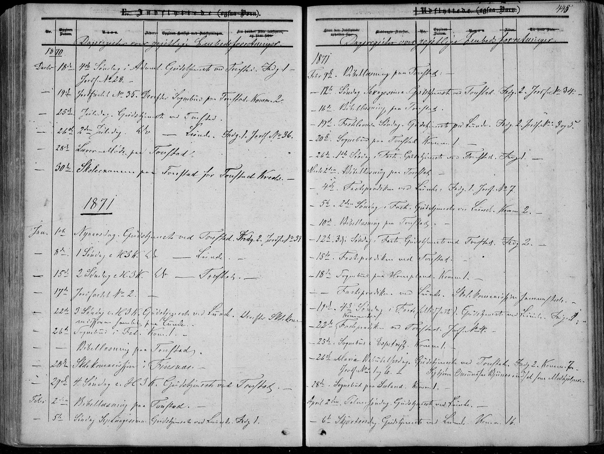 Sirdal sokneprestkontor, AV/SAK-1111-0036/F/Fa/Fab/L0002: Parish register (official) no. A 2, 1855-1874, p. 445