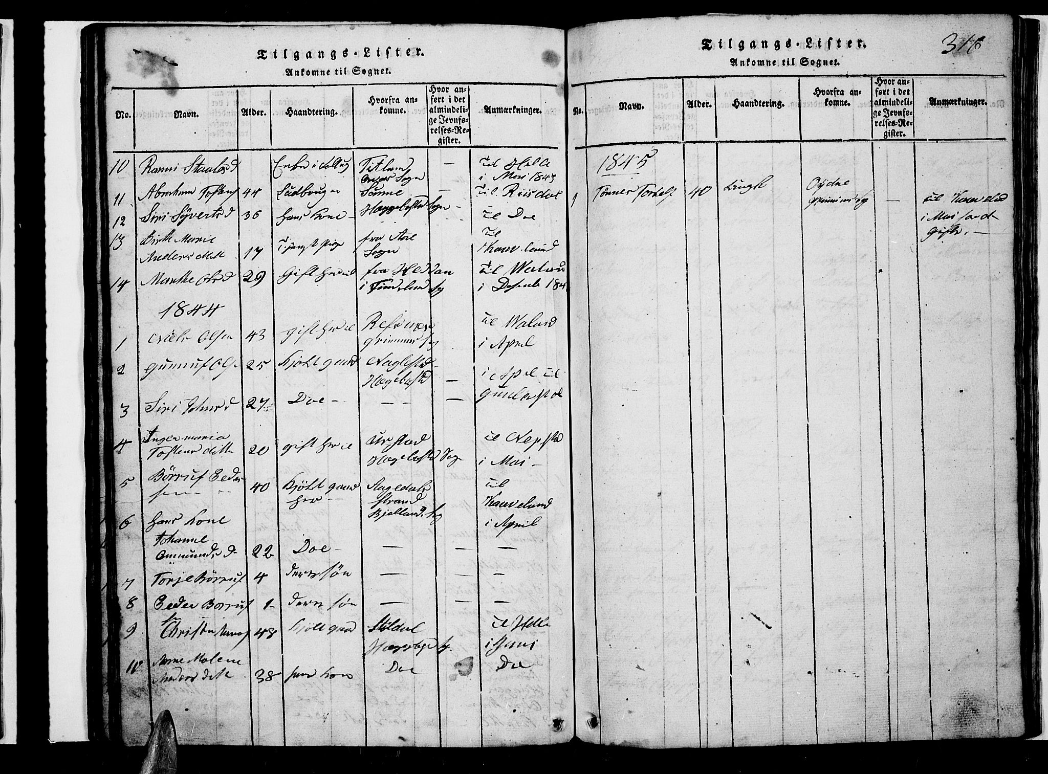 Nord-Audnedal sokneprestkontor, AV/SAK-1111-0032/F/Fb/Fba/L0001: Parish register (copy) no. B 1, 1815-1856, p. 316