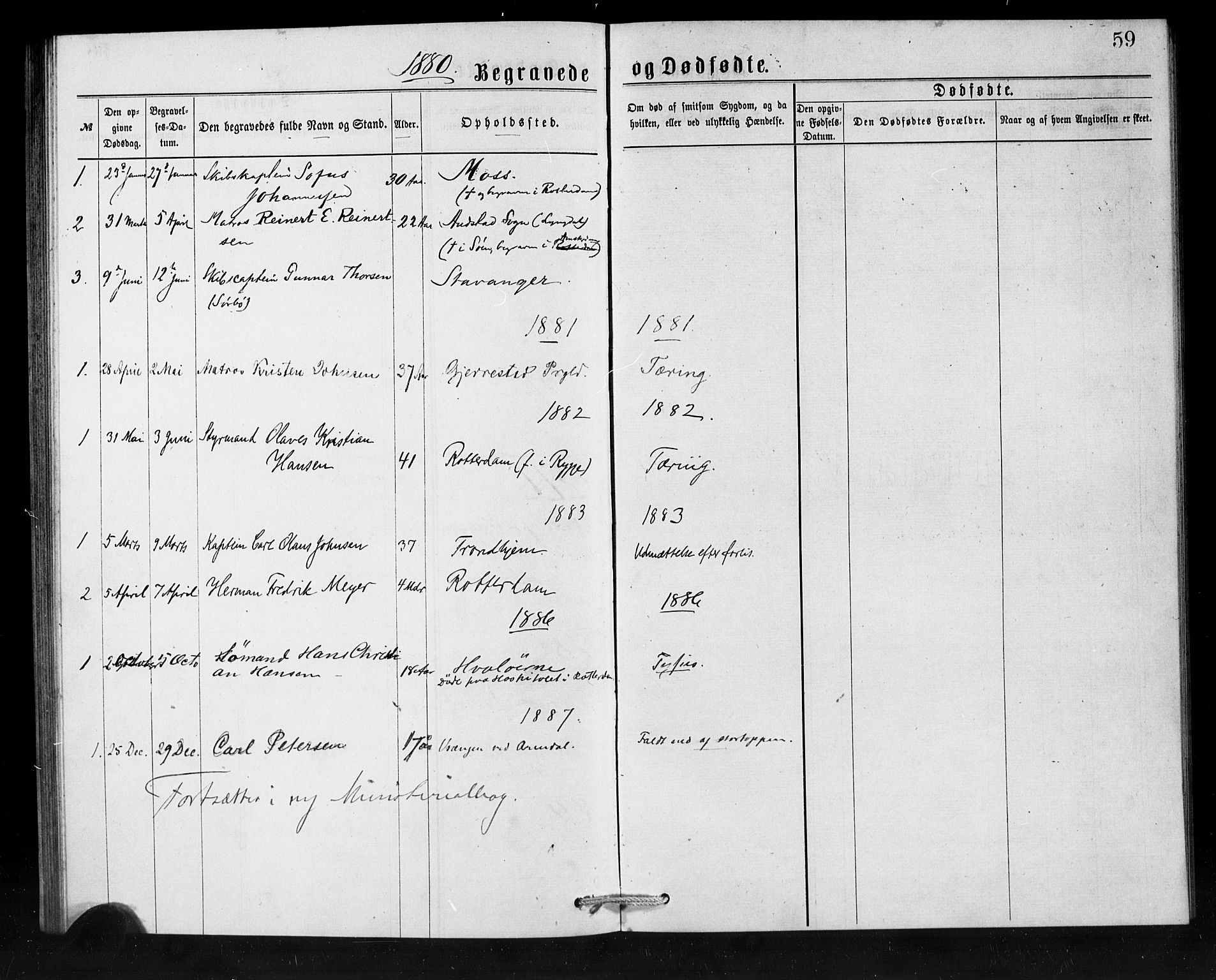 Den norske sjømannsmisjon i utlandet/Hollandske havner (Amsterdam-Rotterdam-Europort), AV/SAB-SAB/PA-0106/H/Ha/Haa/L0001: Parish register (official) no. A 1, 1876-1887, p. 59