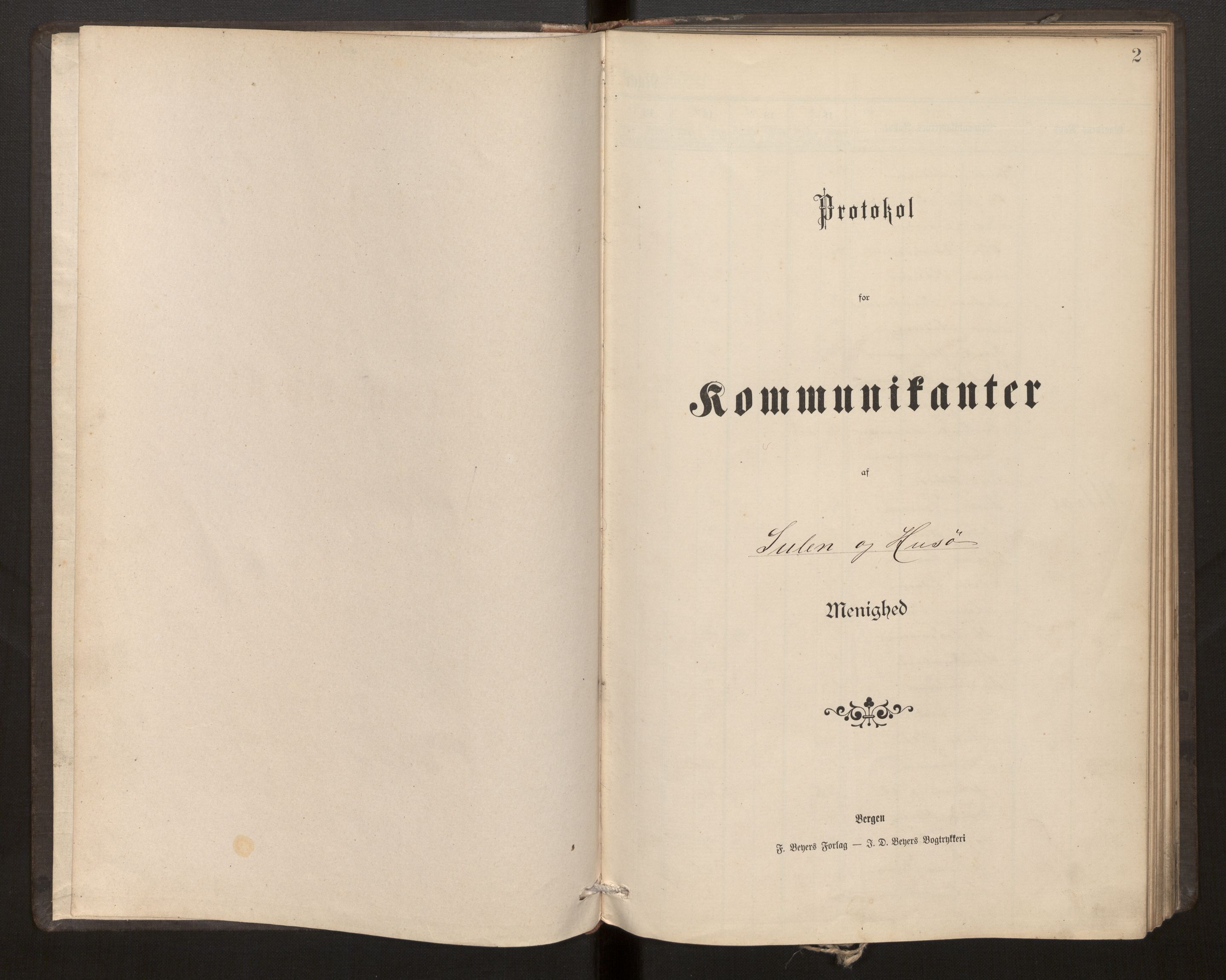 Solund sokneprestembete, AV/SAB-A-81401/H/Hb/L0001: Communicants register no. 1, 1888-1913