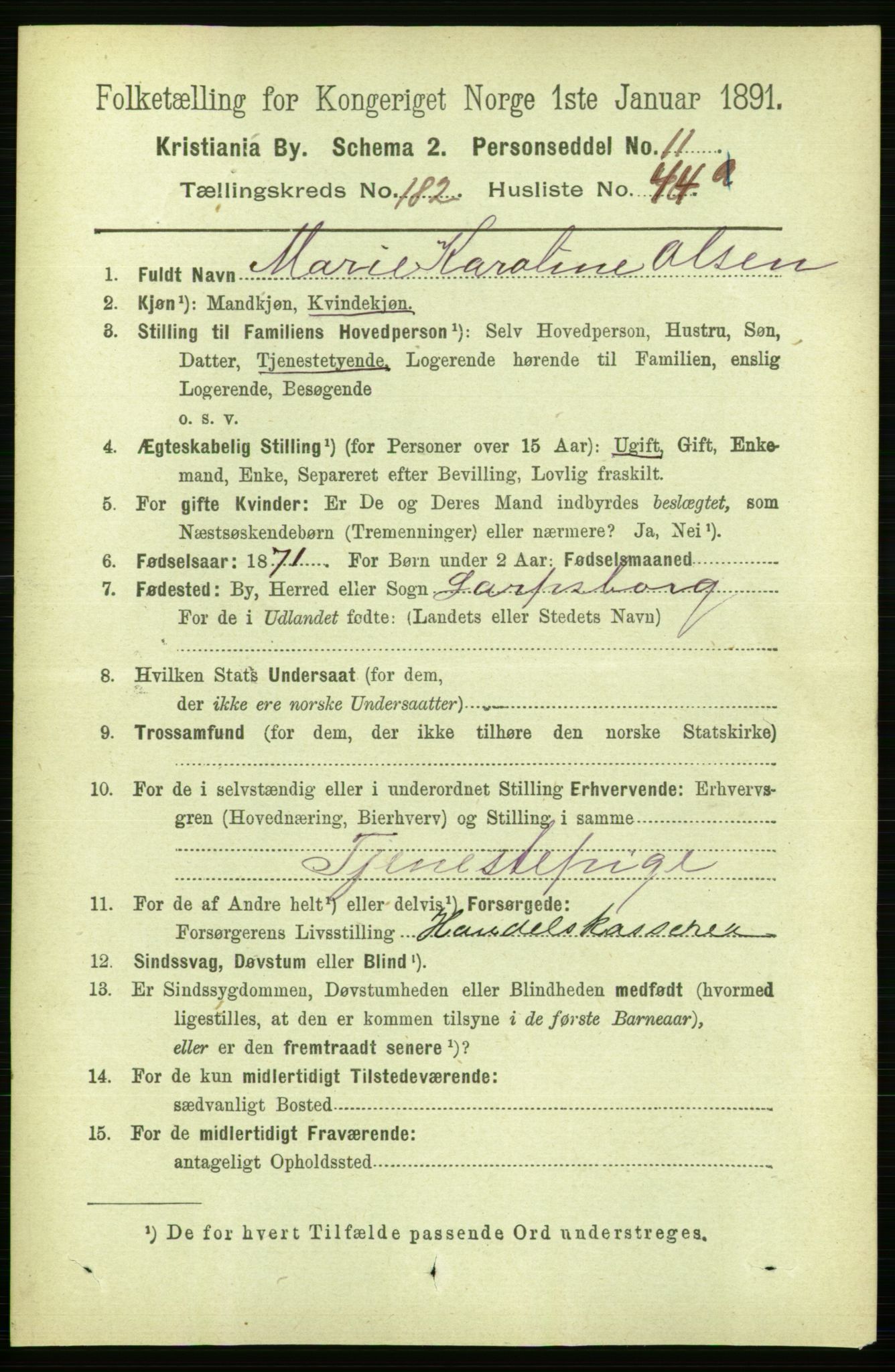 RA, 1891 census for 0301 Kristiania, 1891, p. 109184