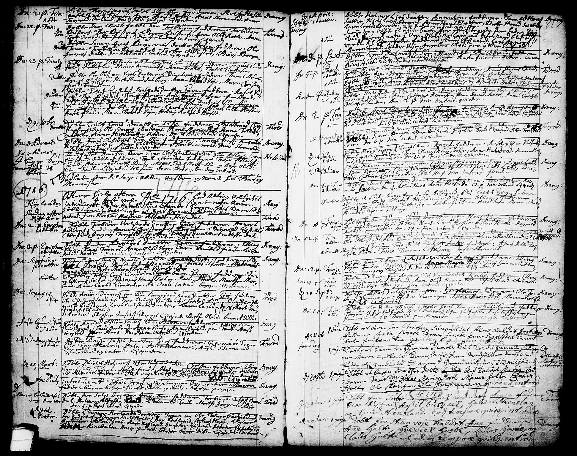 Drangedal kirkebøker, SAKO/A-258/F/Fa/L0001: Parish register (official) no. 1, 1697-1767, p. 81