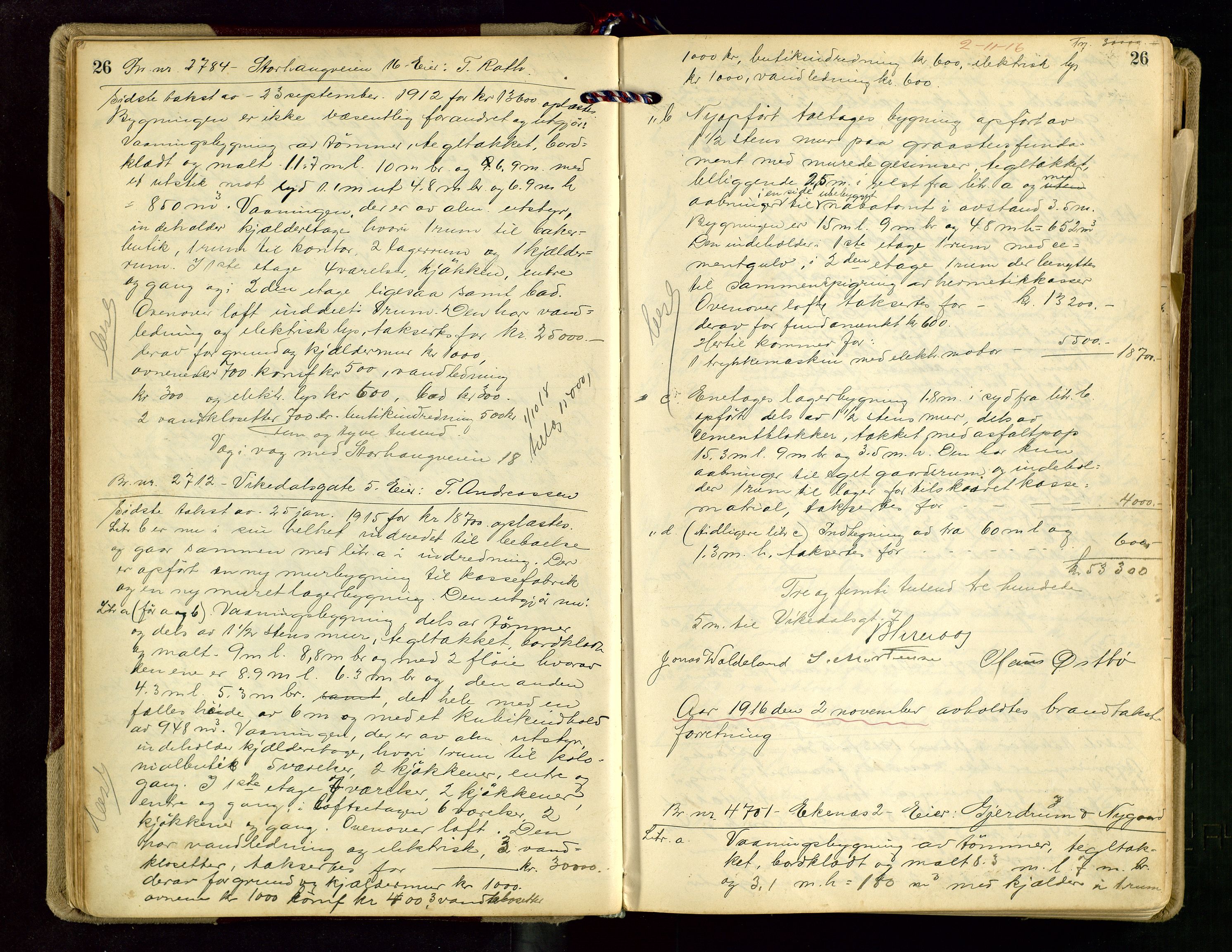 Norges Brannkasse Stavanger, AV/SAST-A-102143/F/Fd/L0015: Branntaksprotokoll nr. 26, 1916-1918, p. 26