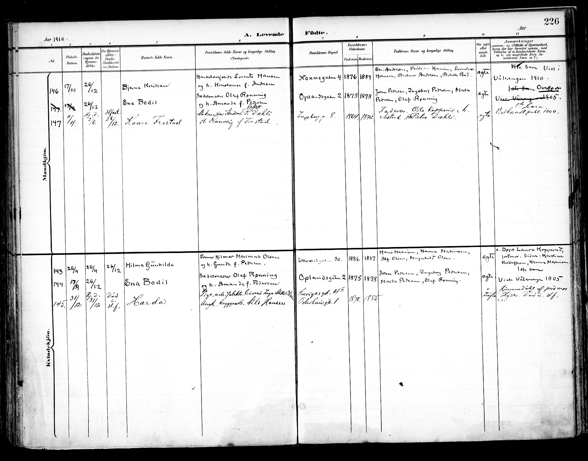 Vålerengen prestekontor Kirkebøker, SAO/A-10878/F/Fa/L0001: Parish register (official) no. 1, 1899-1915, p. 226
