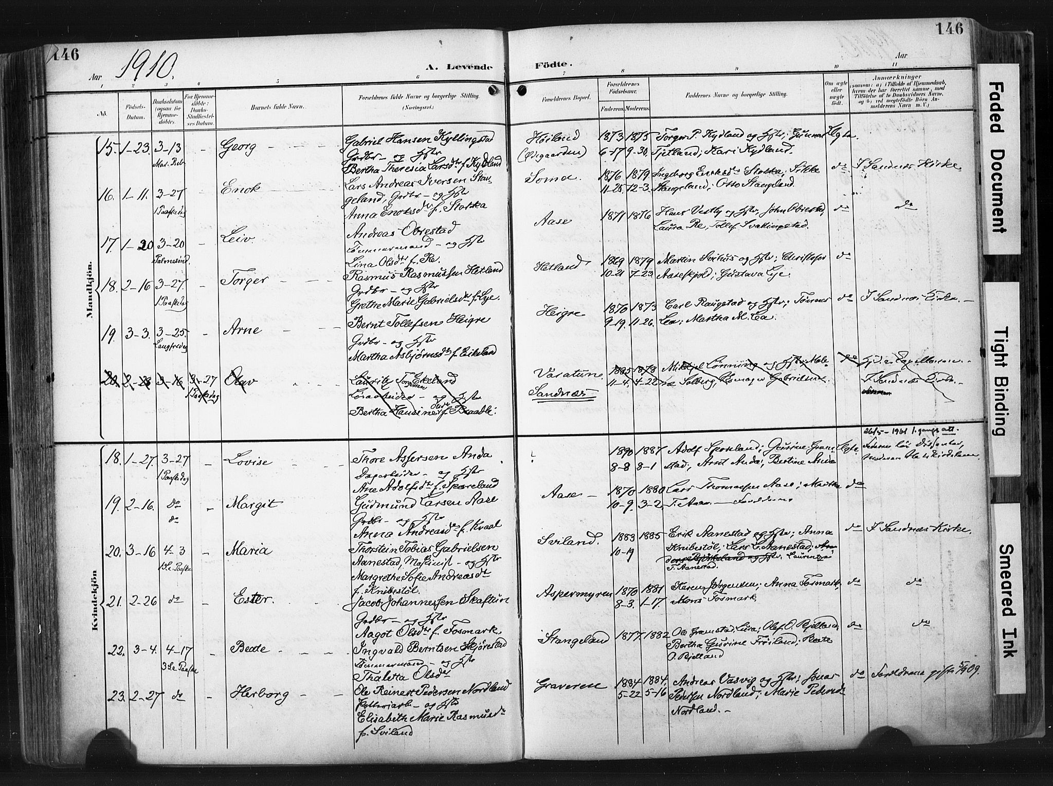 Høyland sokneprestkontor, AV/SAST-A-101799/001/30BA/L0015: Parish register (official) no. A 14, 1899-1911, p. 146