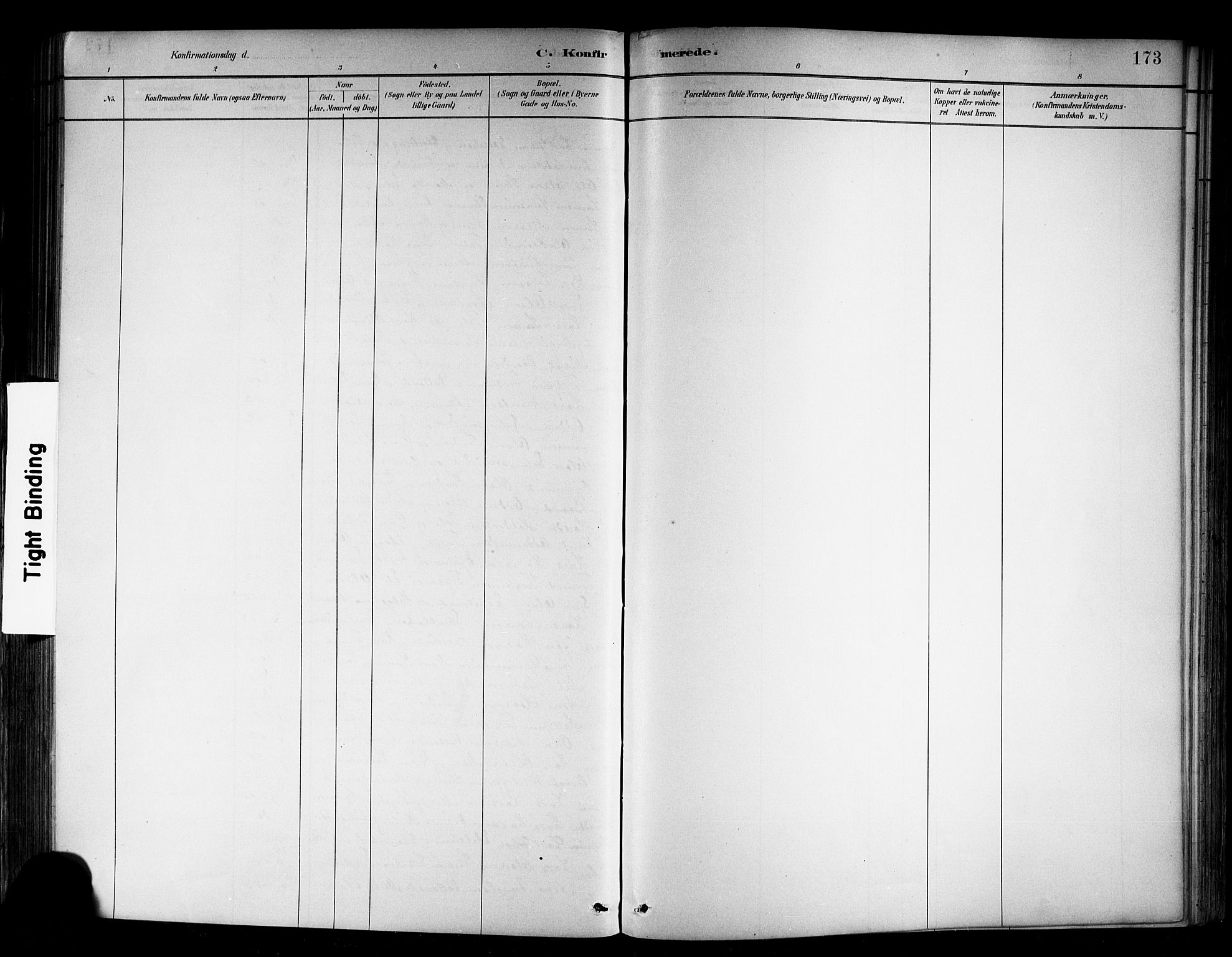 Kvam sokneprestembete, SAB/A-76201/H/Hab: Parish register (copy) no. B 3, 1884-1916, p. 173