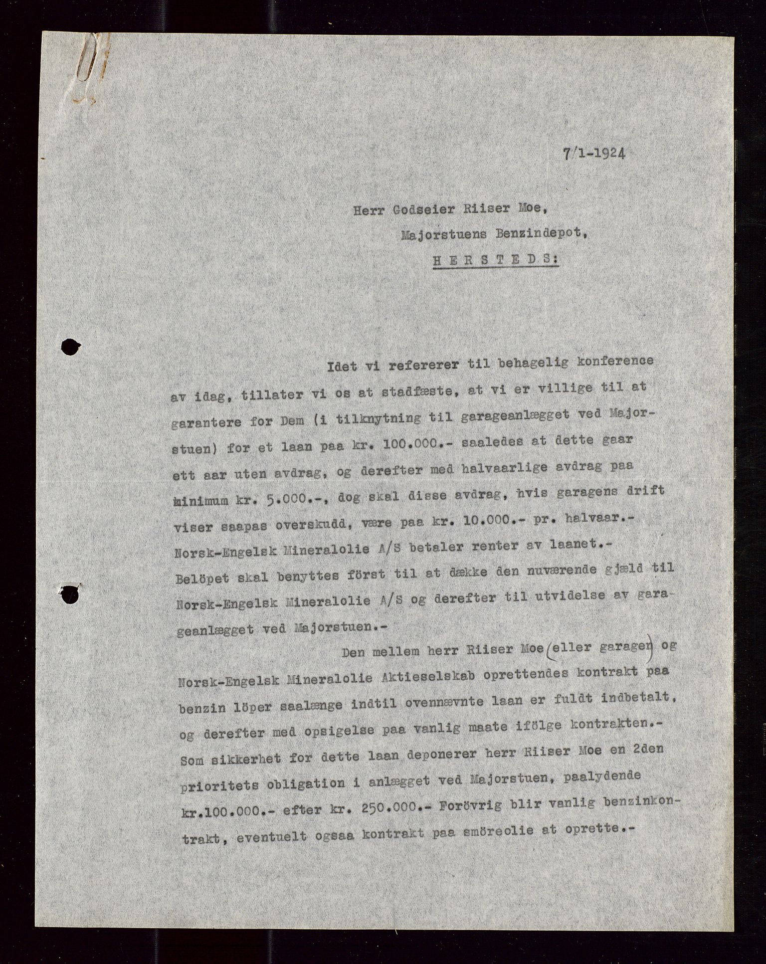 Pa 1521 - A/S Norske Shell, SAST/A-101915/E/Ea/Eaa/L0013: Sjefskorrespondanse, 1924, p. 95