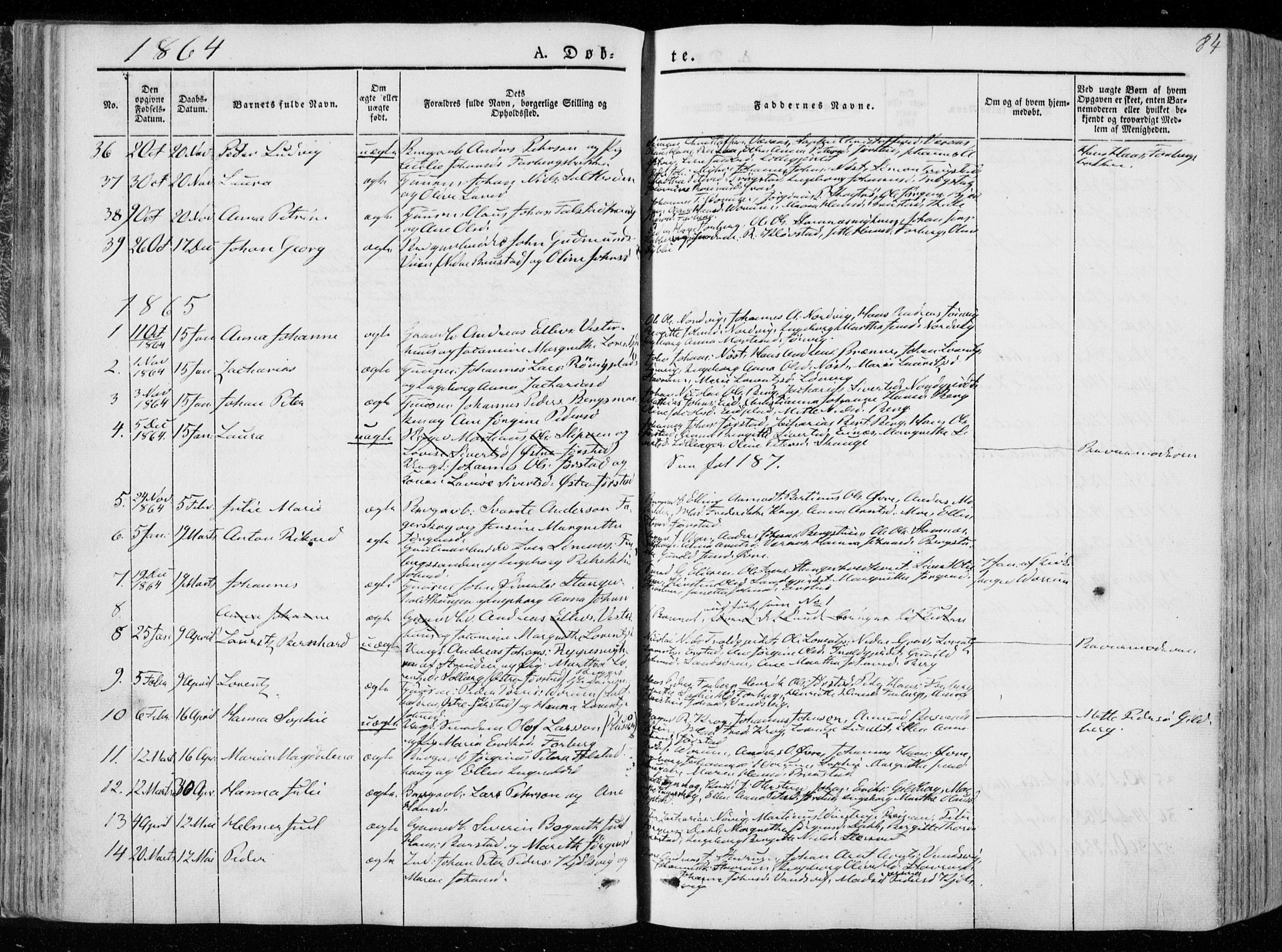 Ministerialprotokoller, klokkerbøker og fødselsregistre - Nord-Trøndelag, SAT/A-1458/722/L0218: Parish register (official) no. 722A05, 1843-1868, p. 84